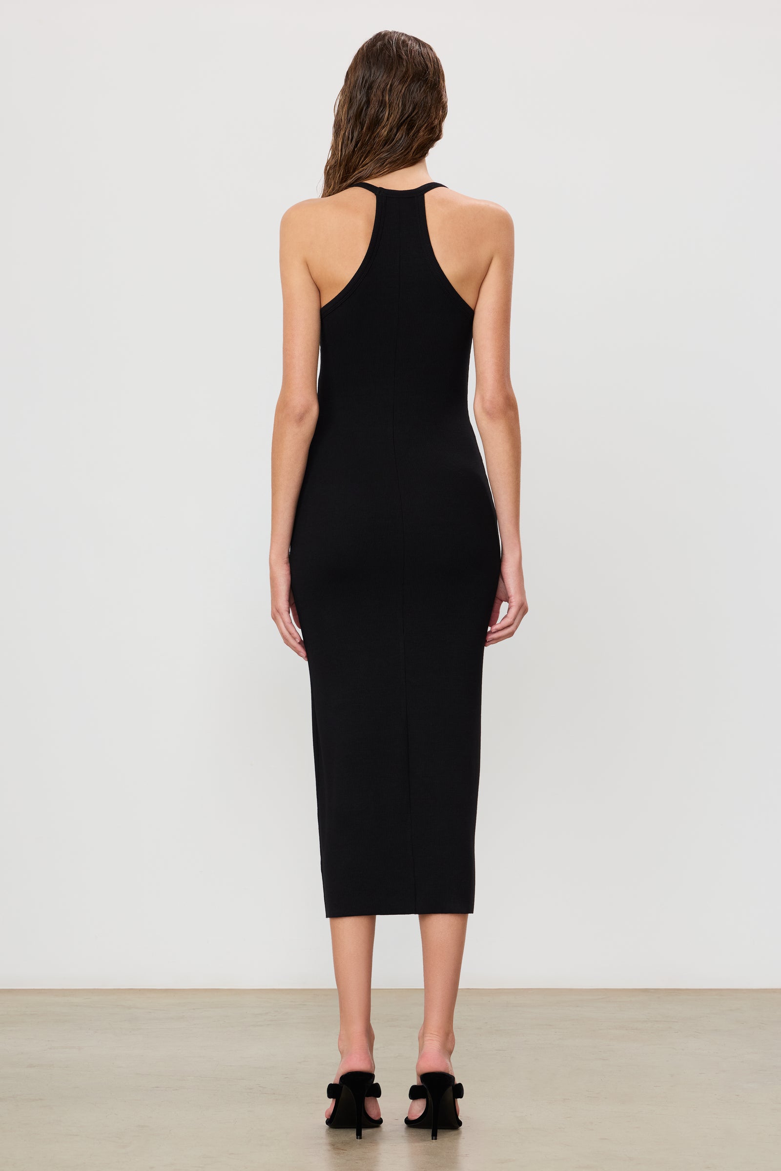 v dress black Black Sleek Satin V-Neck Dress For Prom With Beading And Lace-Up Back