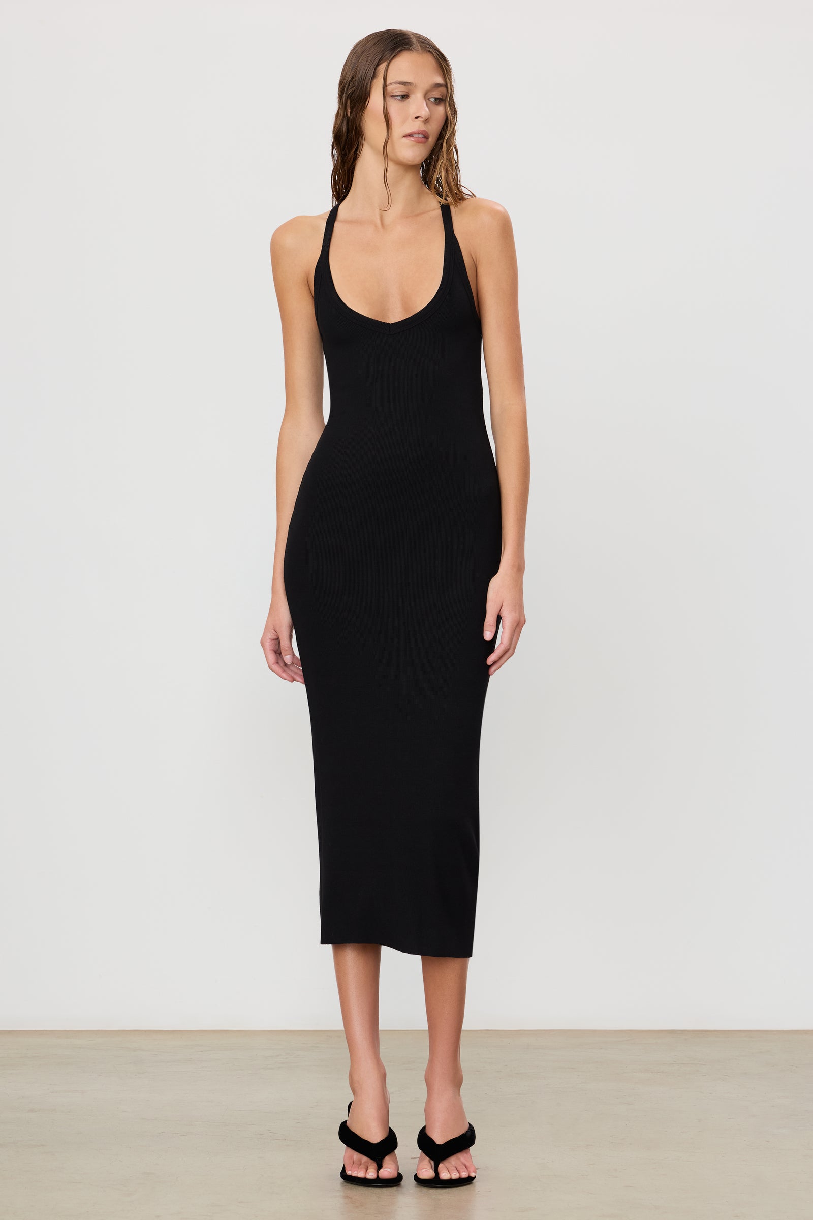 racerback bodycon midi dress Voyage Racerback Midi Dress Black