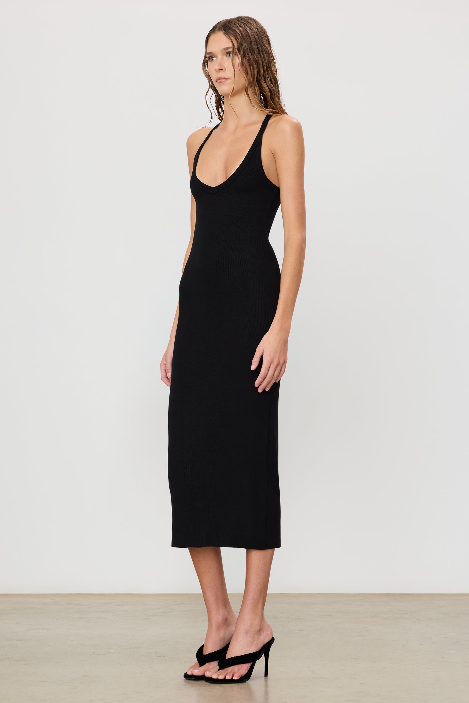 racerback midi bodycon dress Women's Rib Knit Racerback Tank Midi Dress