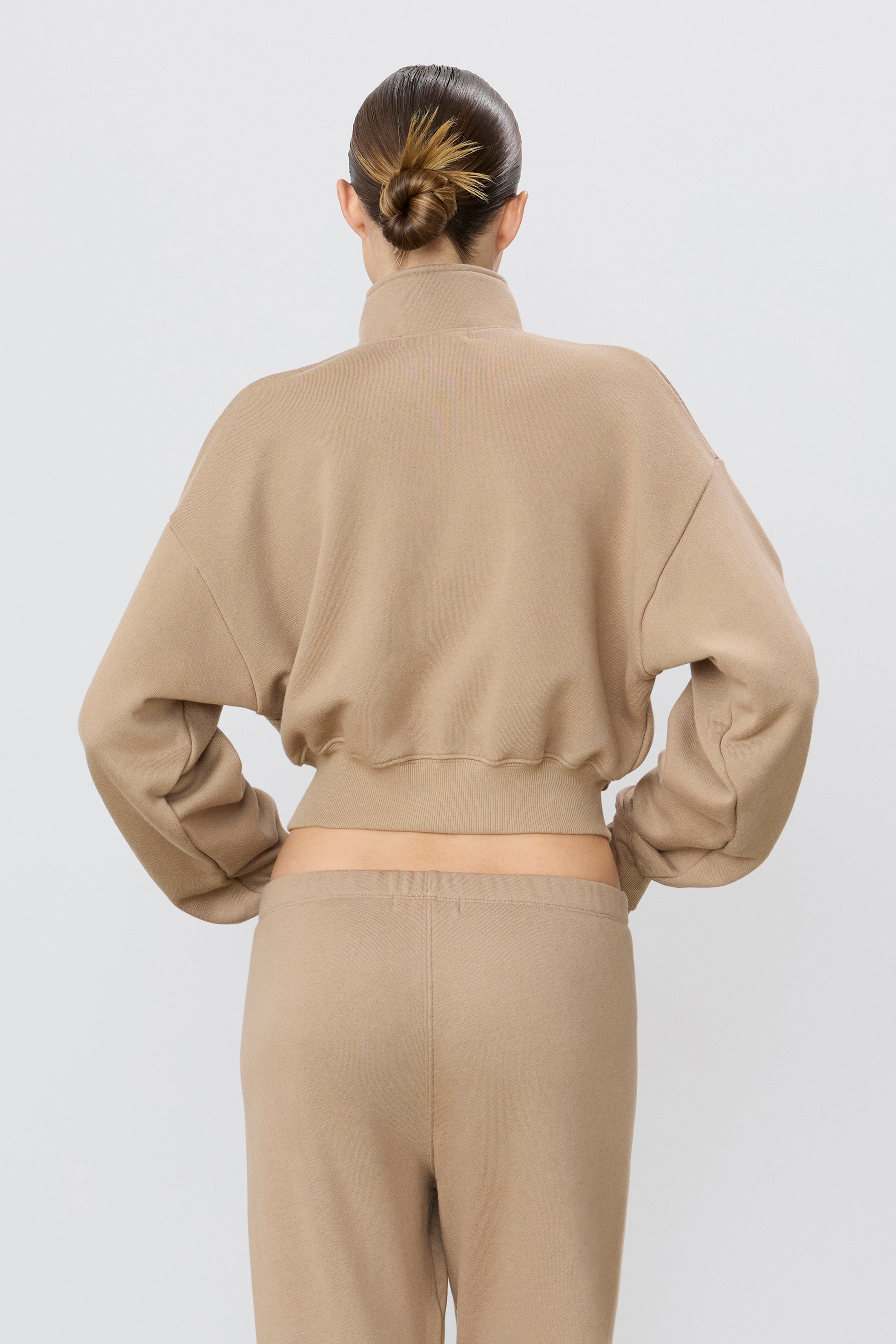 Cropped Half-zip Sweatshirt | French Terry | Taupe