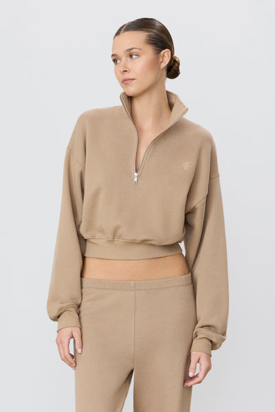 ÉTERNE CROPPED HALF-ZIP SWEATSHIRT