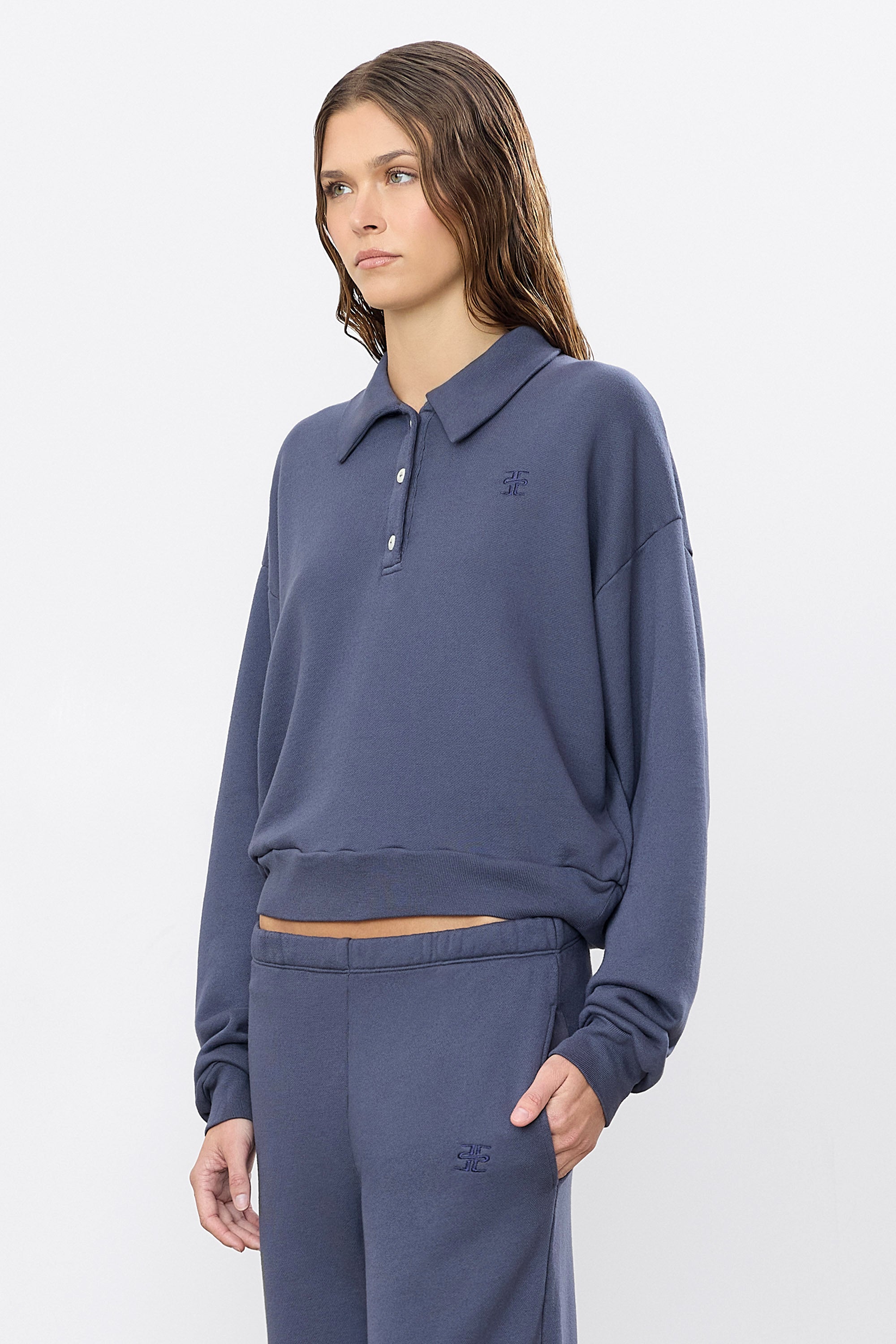 CROPPED POLO SWEATSHIRT
