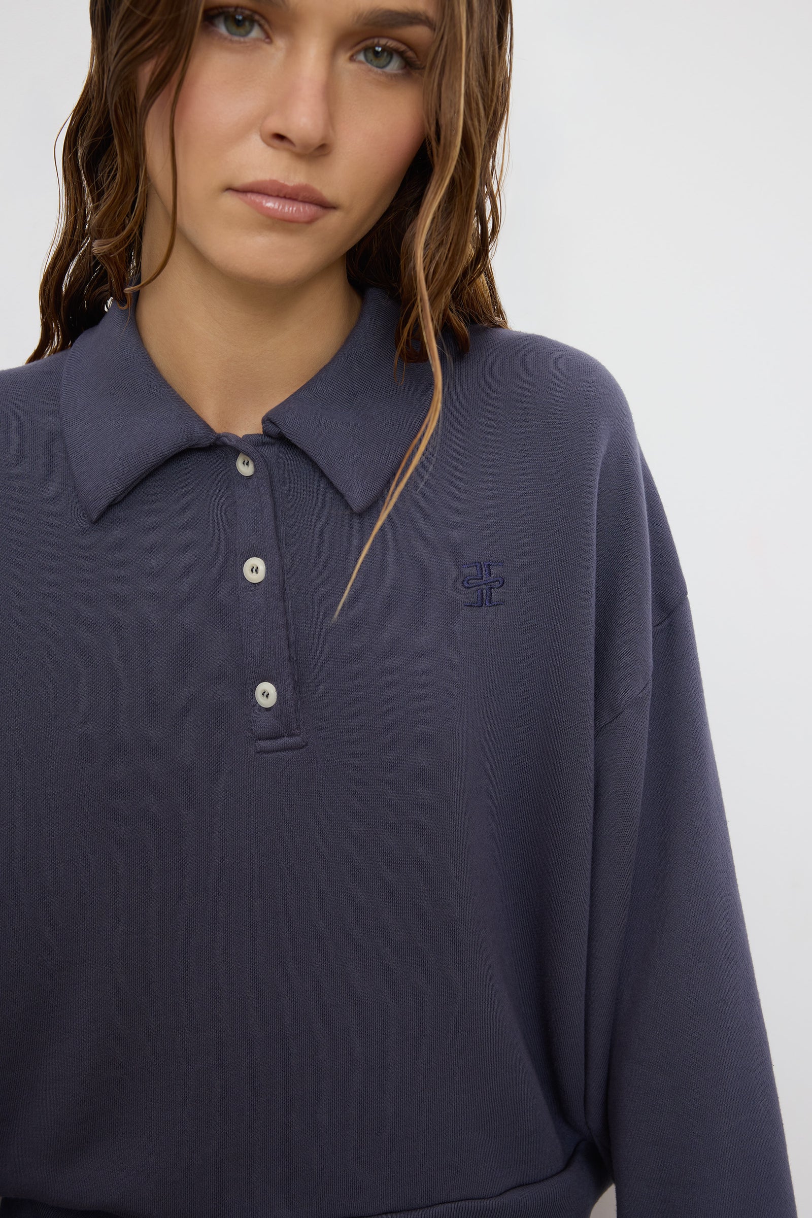 CROPPED POLO SWEATSHIRT