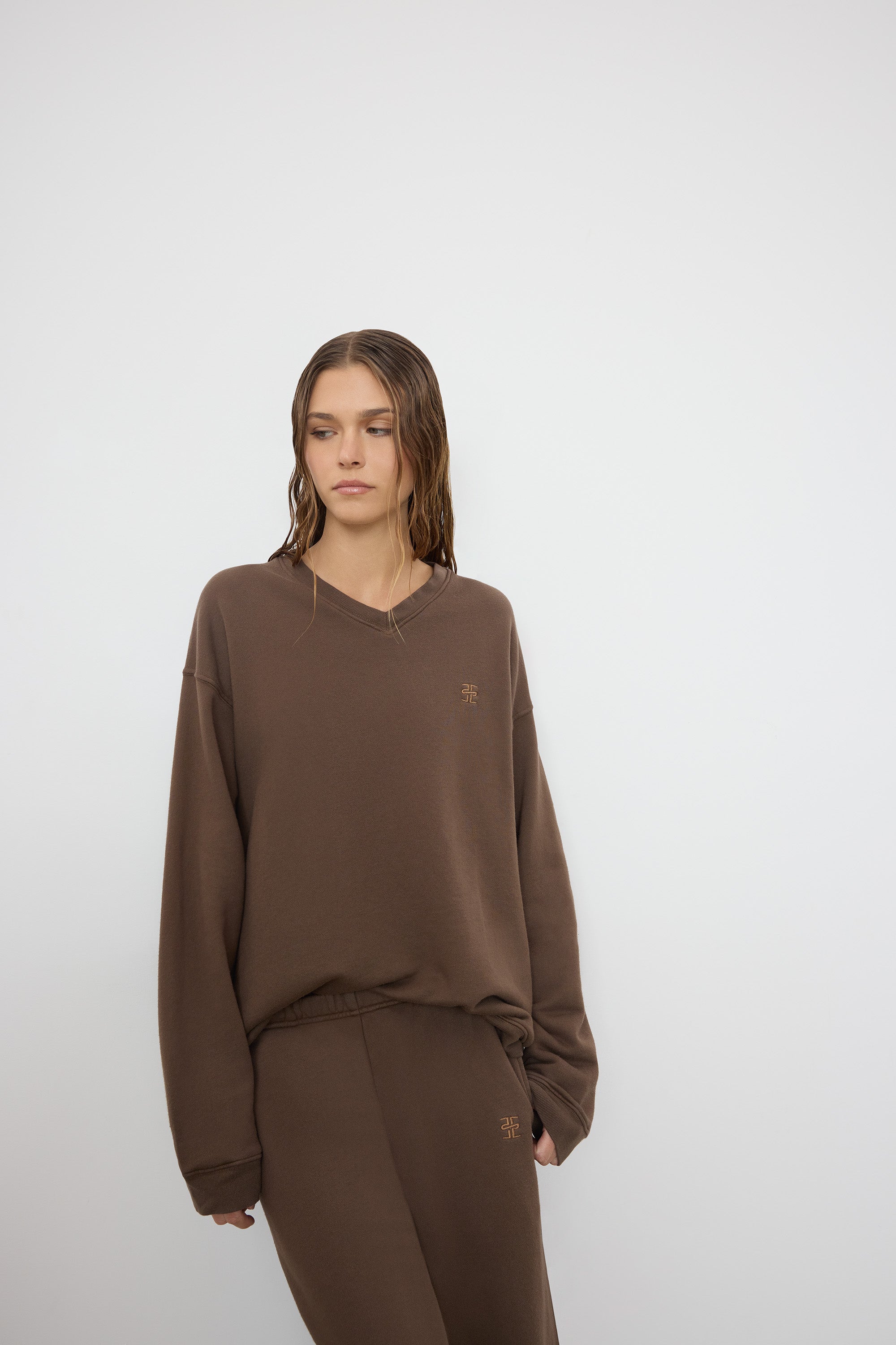 OVERSIZED V-NECK SWEATSHIRT
