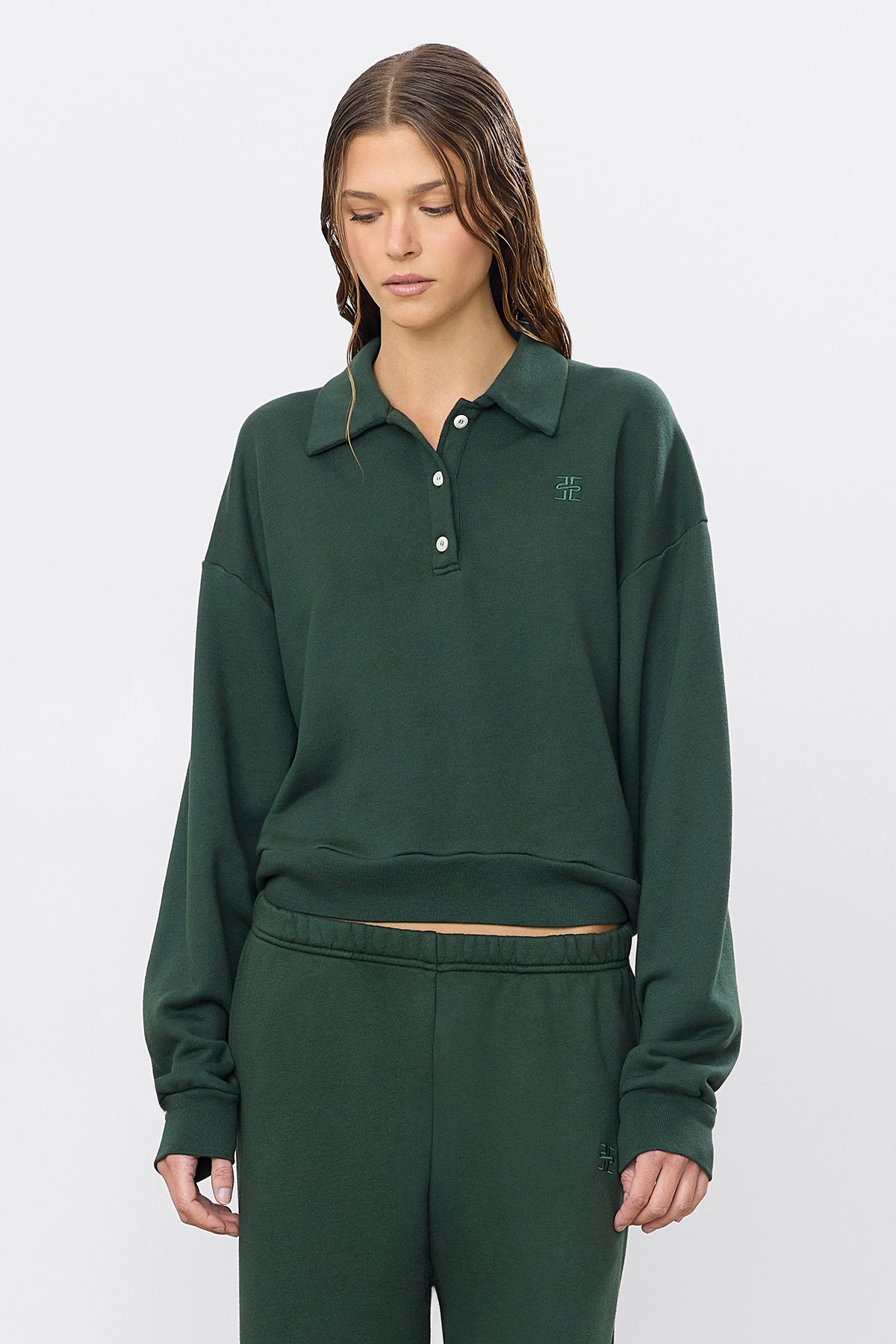 CROPPED POLO SWEATSHIRT