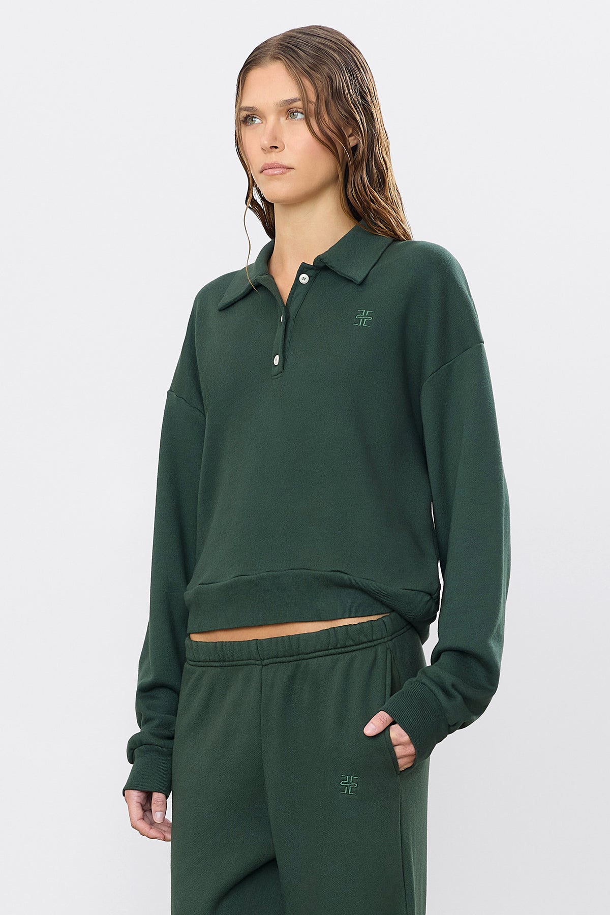 CROPPED POLO SWEATSHIRT