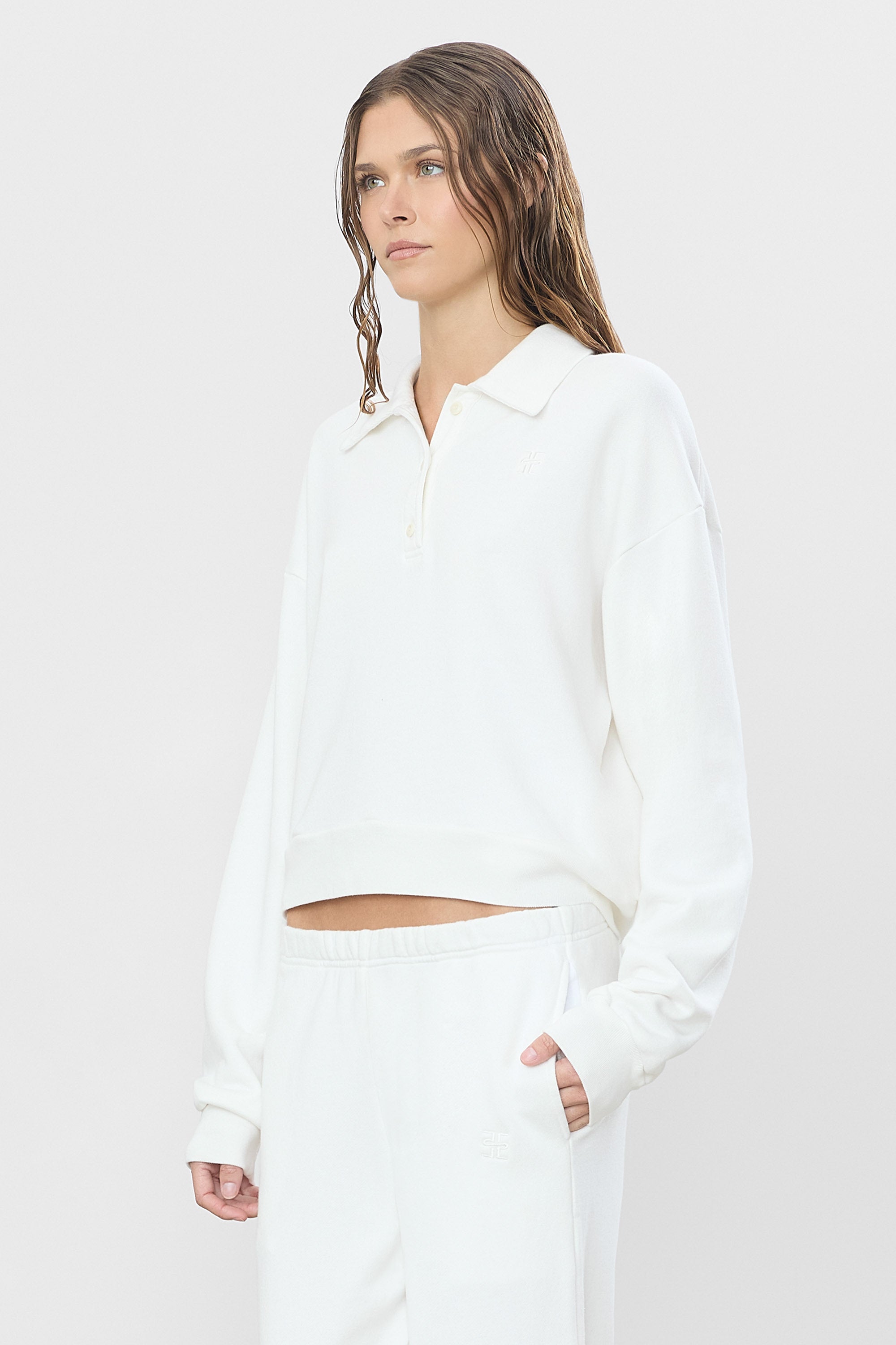 CROPPED POLO SWEATSHIRT