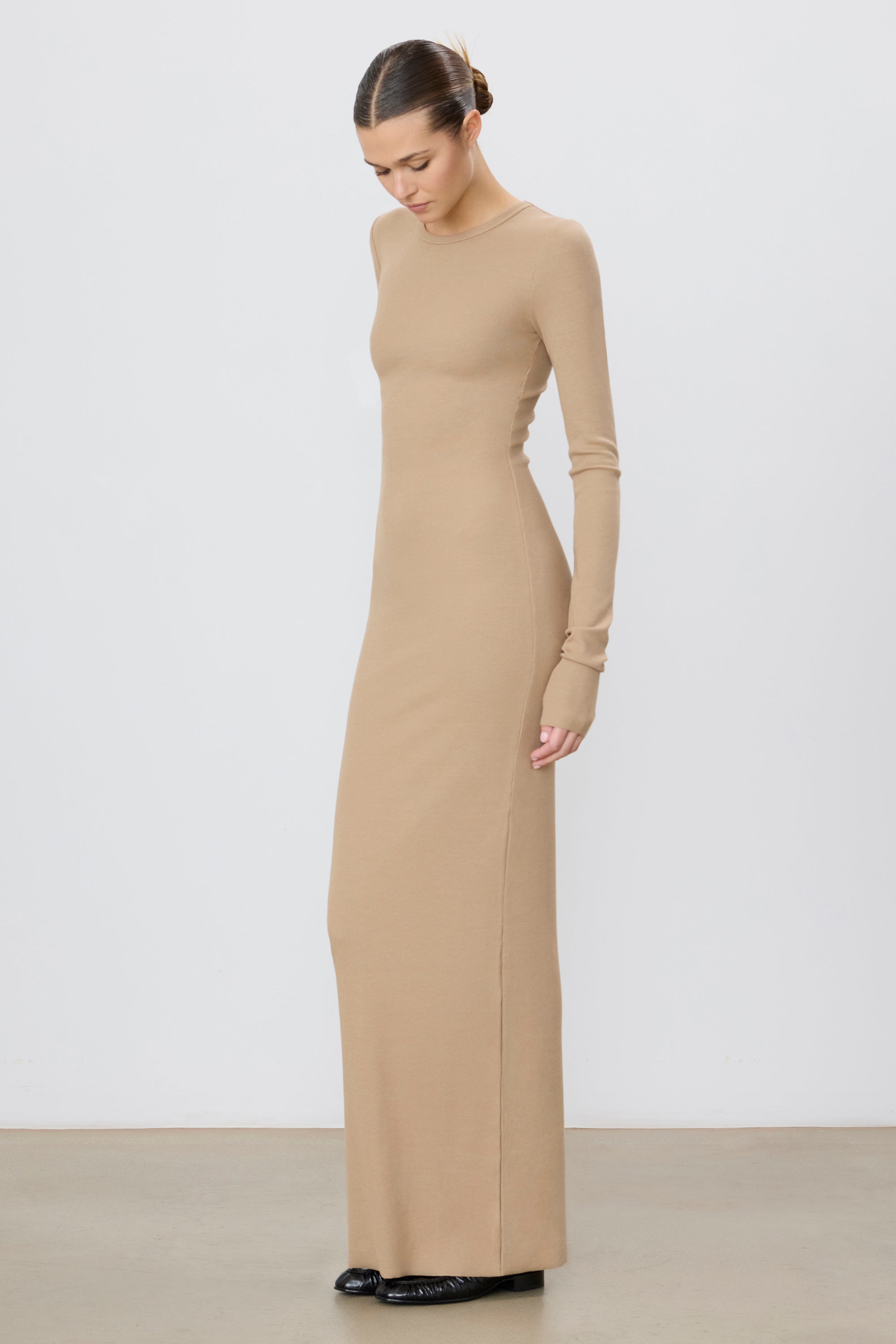 crewneck maxi dress Long Sleeve Crewneck Maxi Dress | Butter Rib