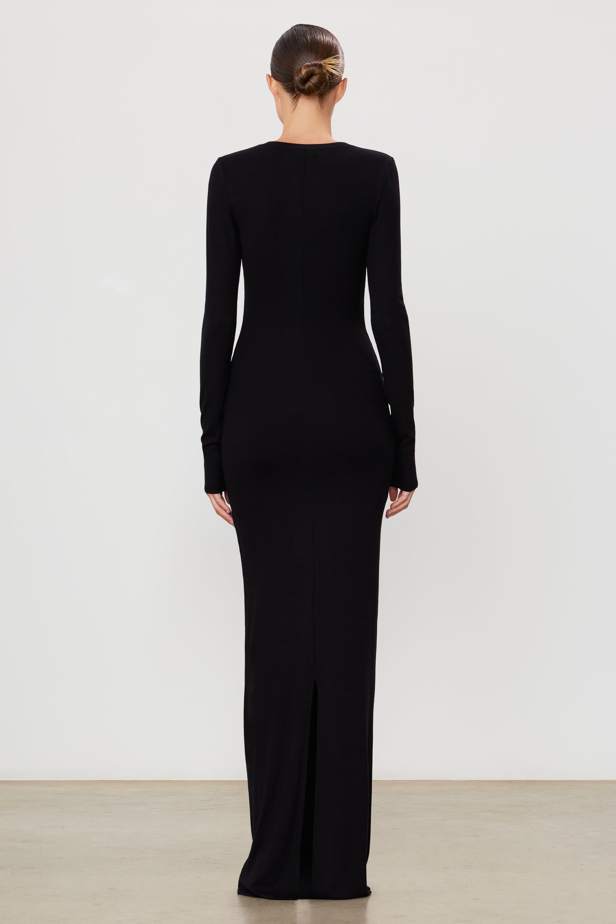 black long sleeve t shirt dress LONG SLEEVE HENLEY MAXI DRESS