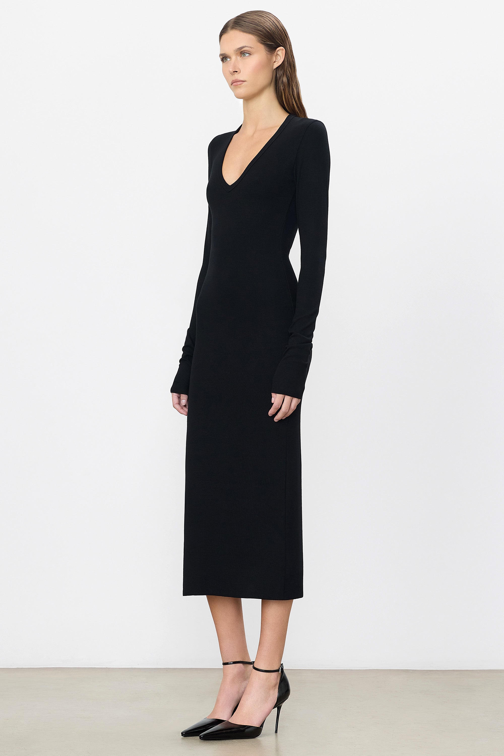 V-NECK MIDI DRESS