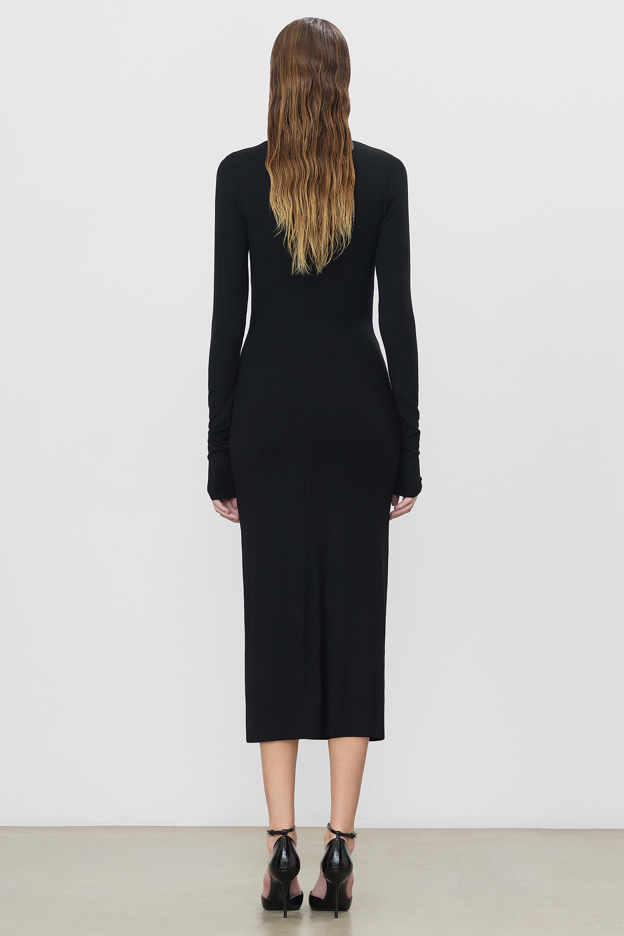V-NECK MIDI DRESS