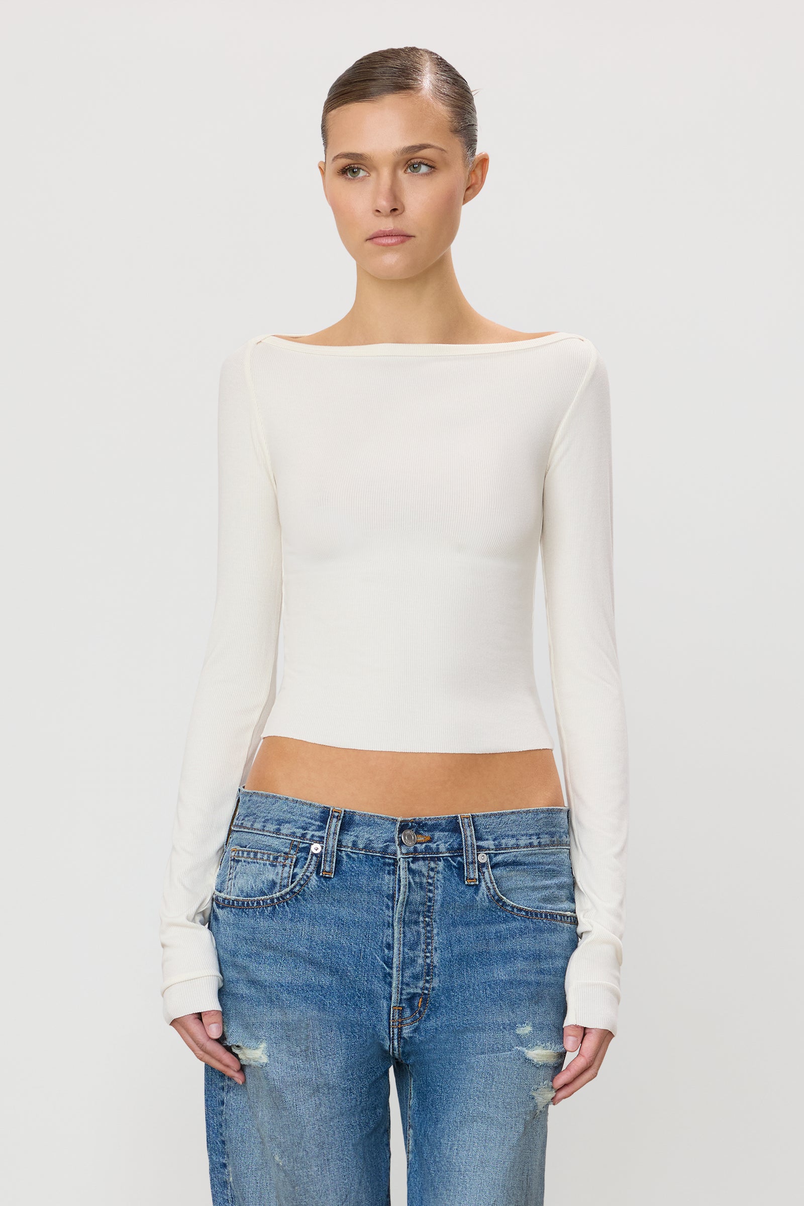 LONG SLEEVE BOATNECK TOP - ÉTERNE