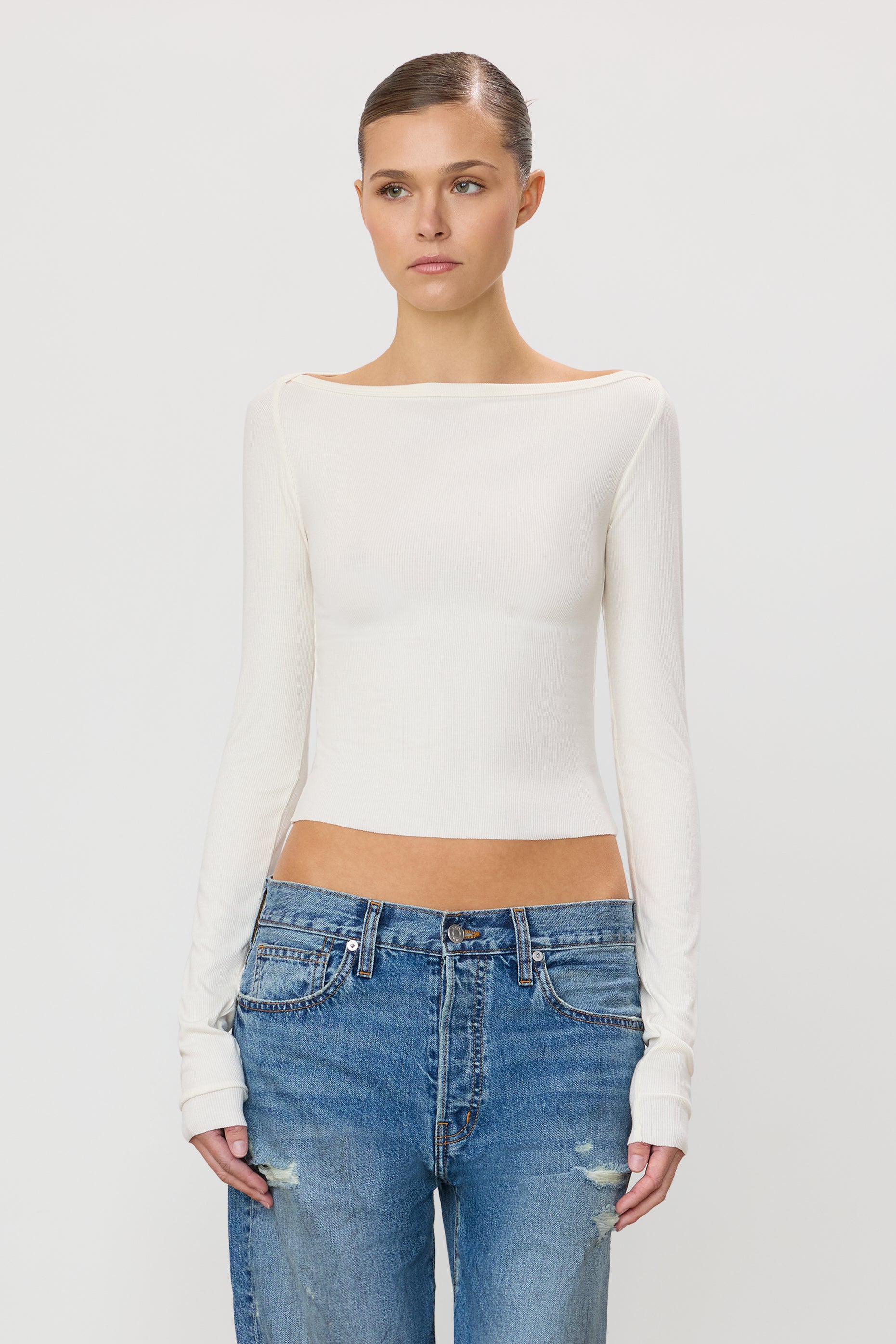 LONG SLEEVE BOATNECK TOP - ÉTERNE