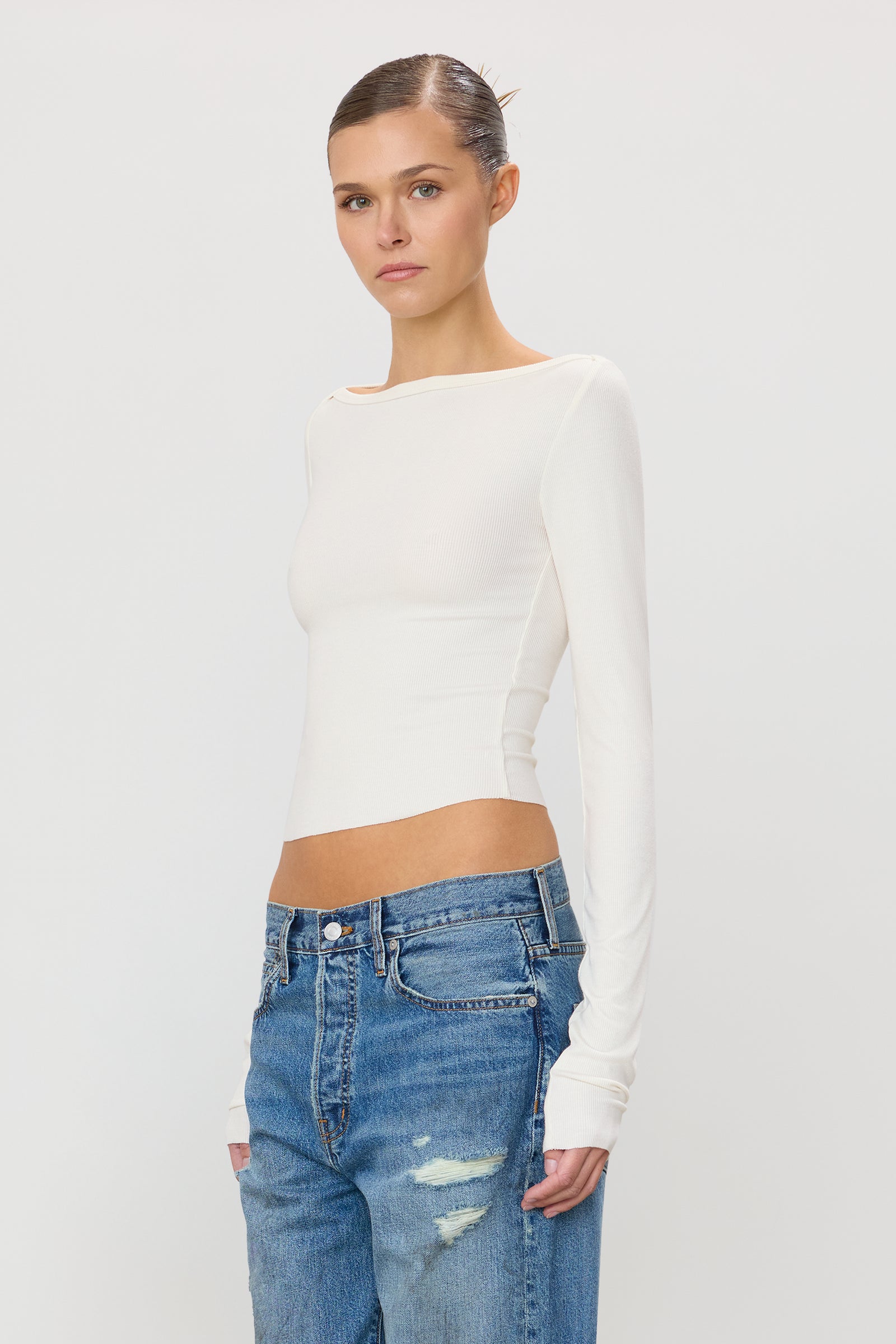 LONG SLEEVE BOATNECK TOP - ÉTERNE
