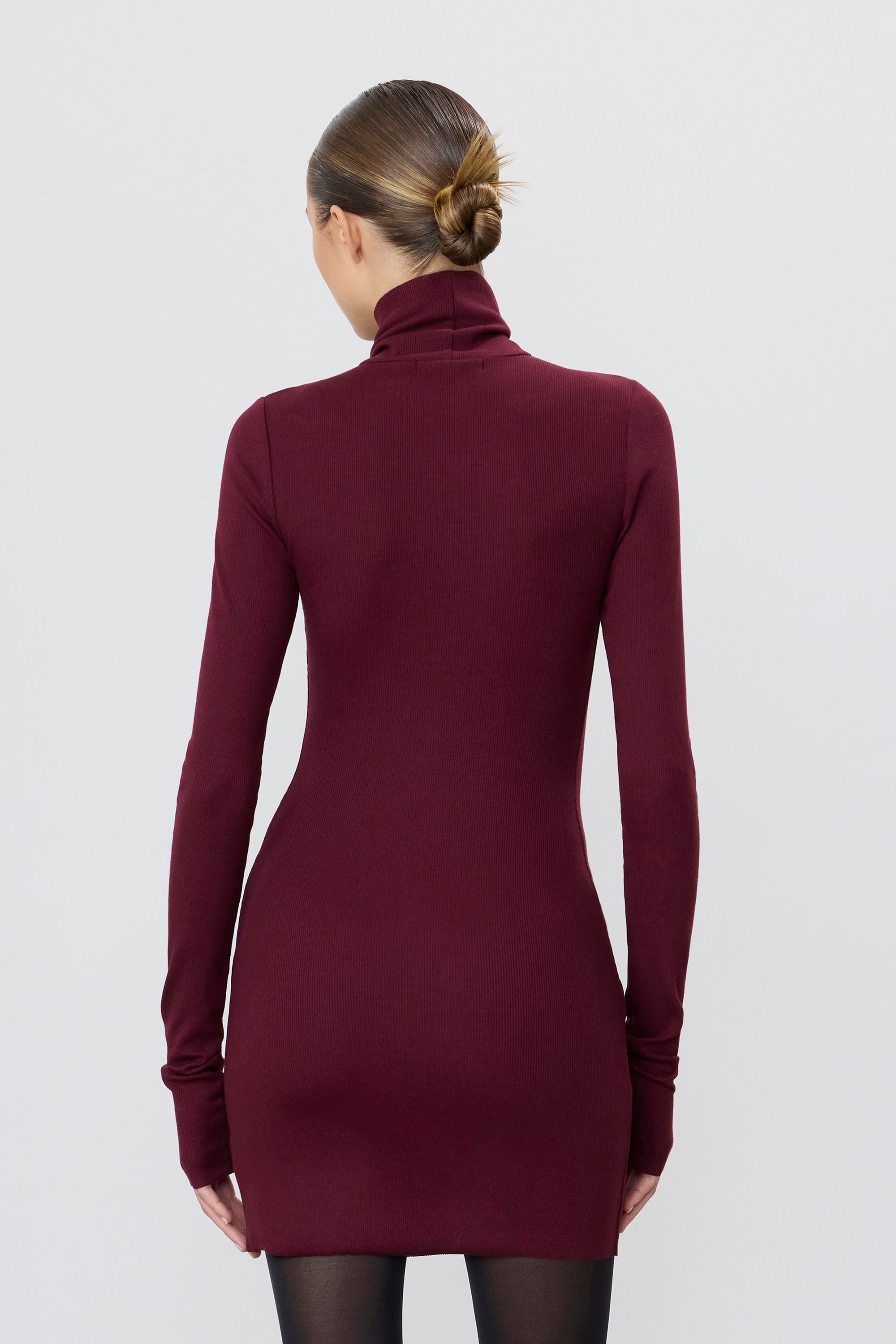 ÉTERNE LONG SLEEVE TURTLENECK MINI DRESS