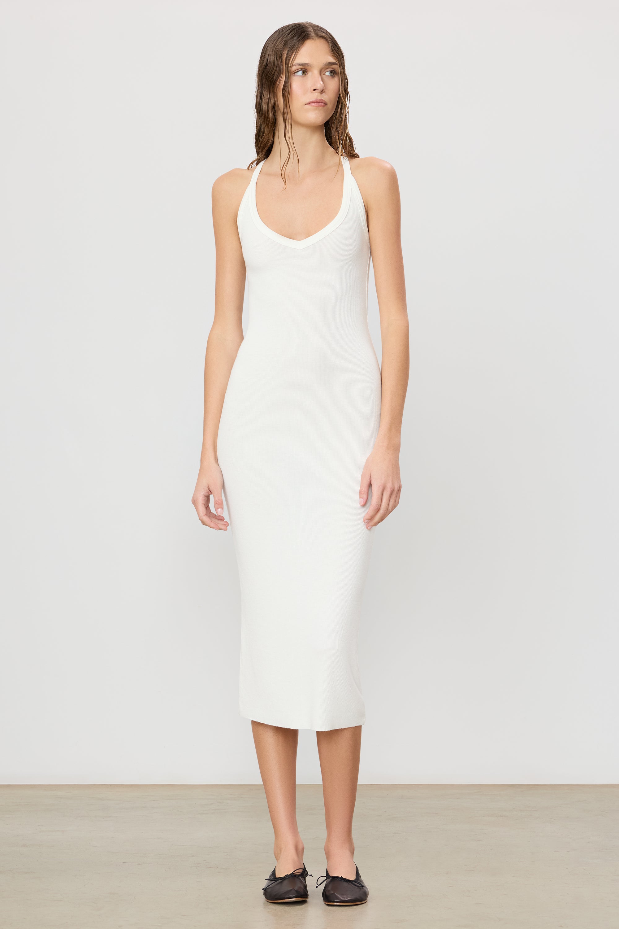 V-NECK RACERBACK MIDI DRESS - ÉTERNE