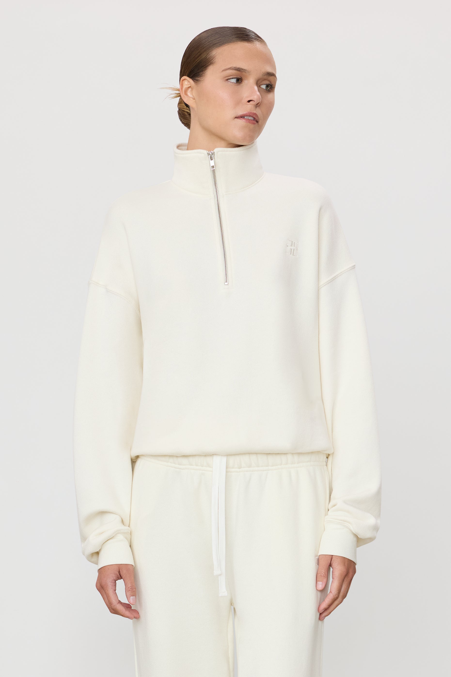Oversized Half-zip Sweatshirt | French Terry | Cream