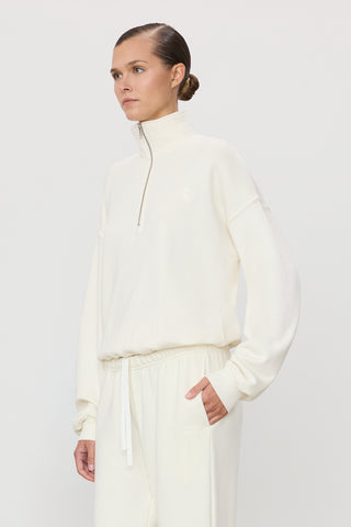 Oversized Half-zip Sweatshirt | French Terry | Cream
