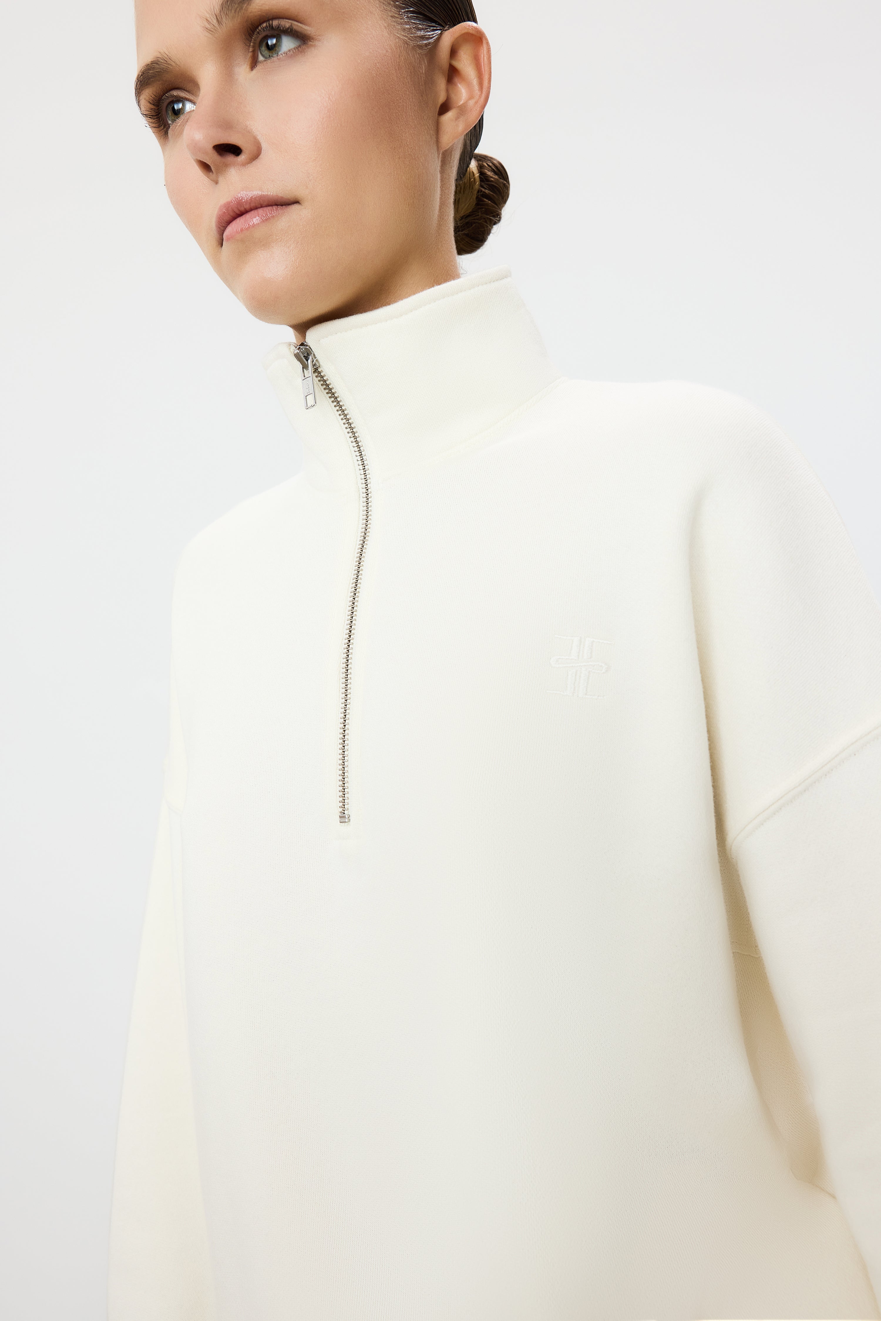 Oversized Half-zip Sweatshirt | French Terry | Cream