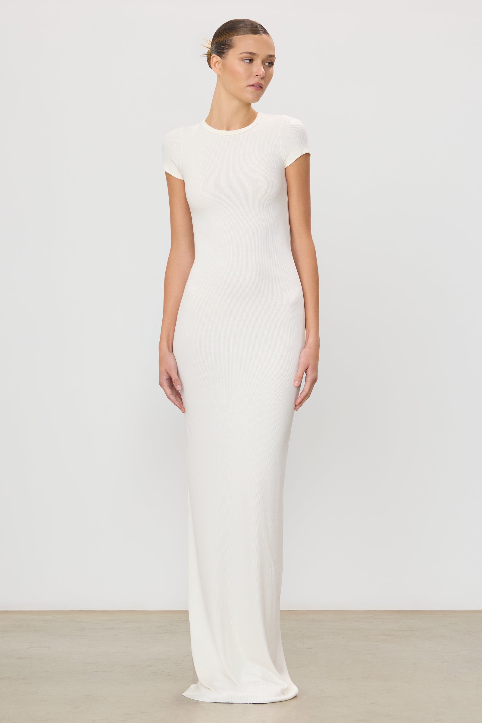 Eterne Cap Sleeve Maxi Dress in Cream Eterne Cap Sleeve Maxi Dress in Cream