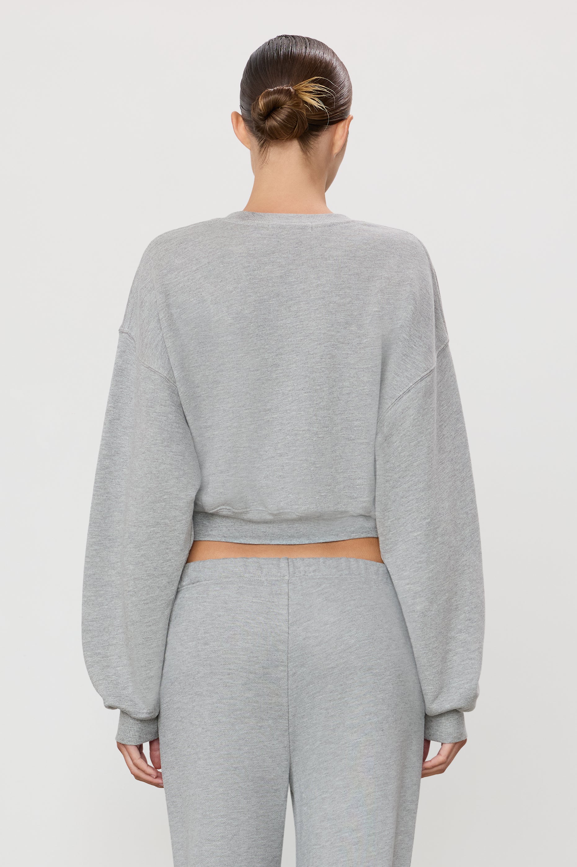 Cropped Crewneck Sweatshirt | French Terry | Heather Grey