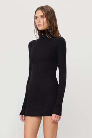 Éterne Long Sleeve Turtleneck Mini Dress | Black | Size S