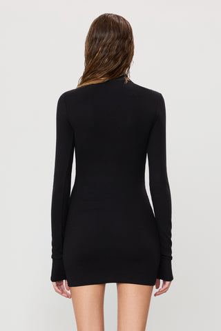 Éterne Long Sleeve Turtleneck Mini Dress | Black | Size S