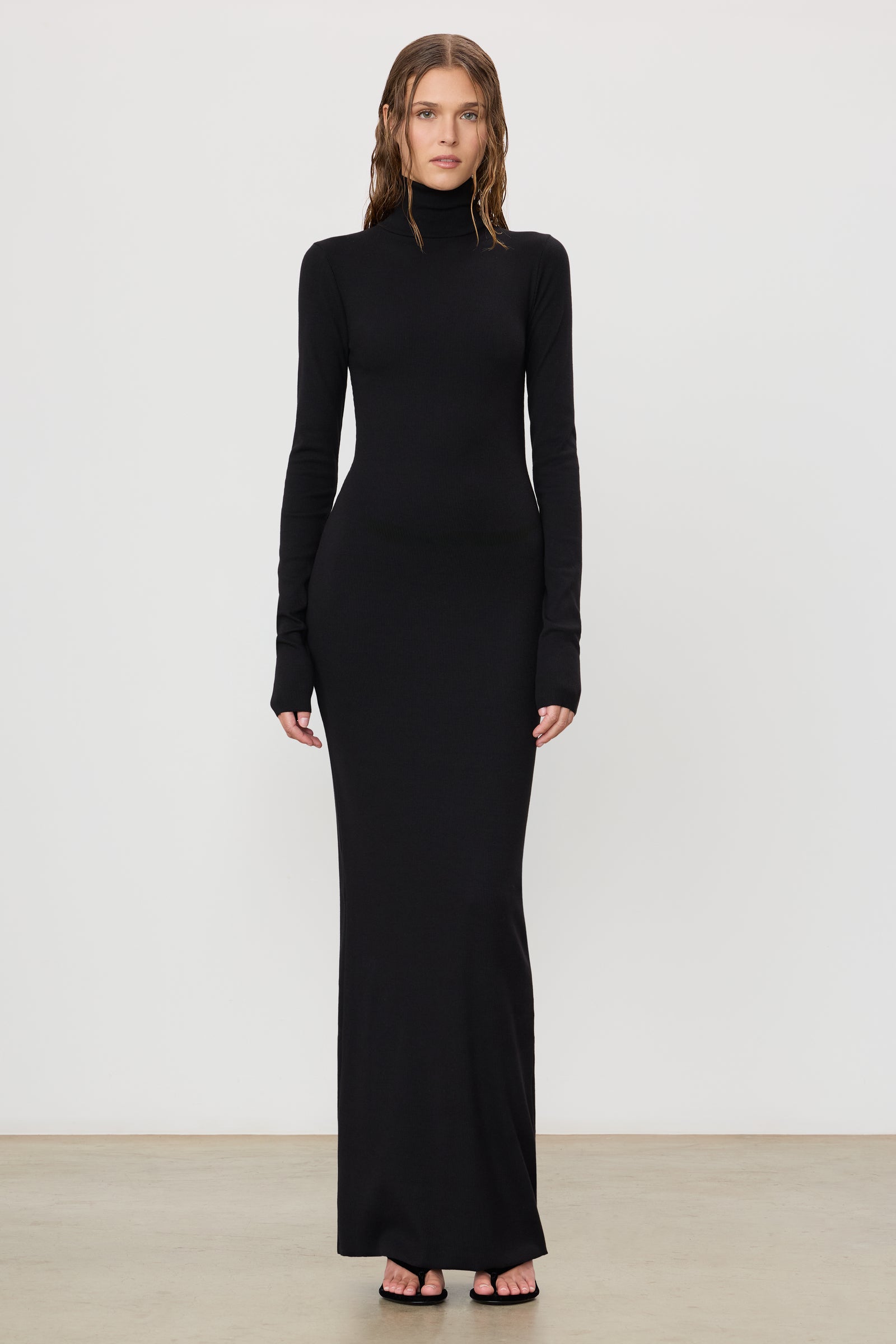 Eterne Long Sleeve Turtleneck Maxi Dress - Black Eterne Long Sleeve Turtleneck Maxi Dress - Black