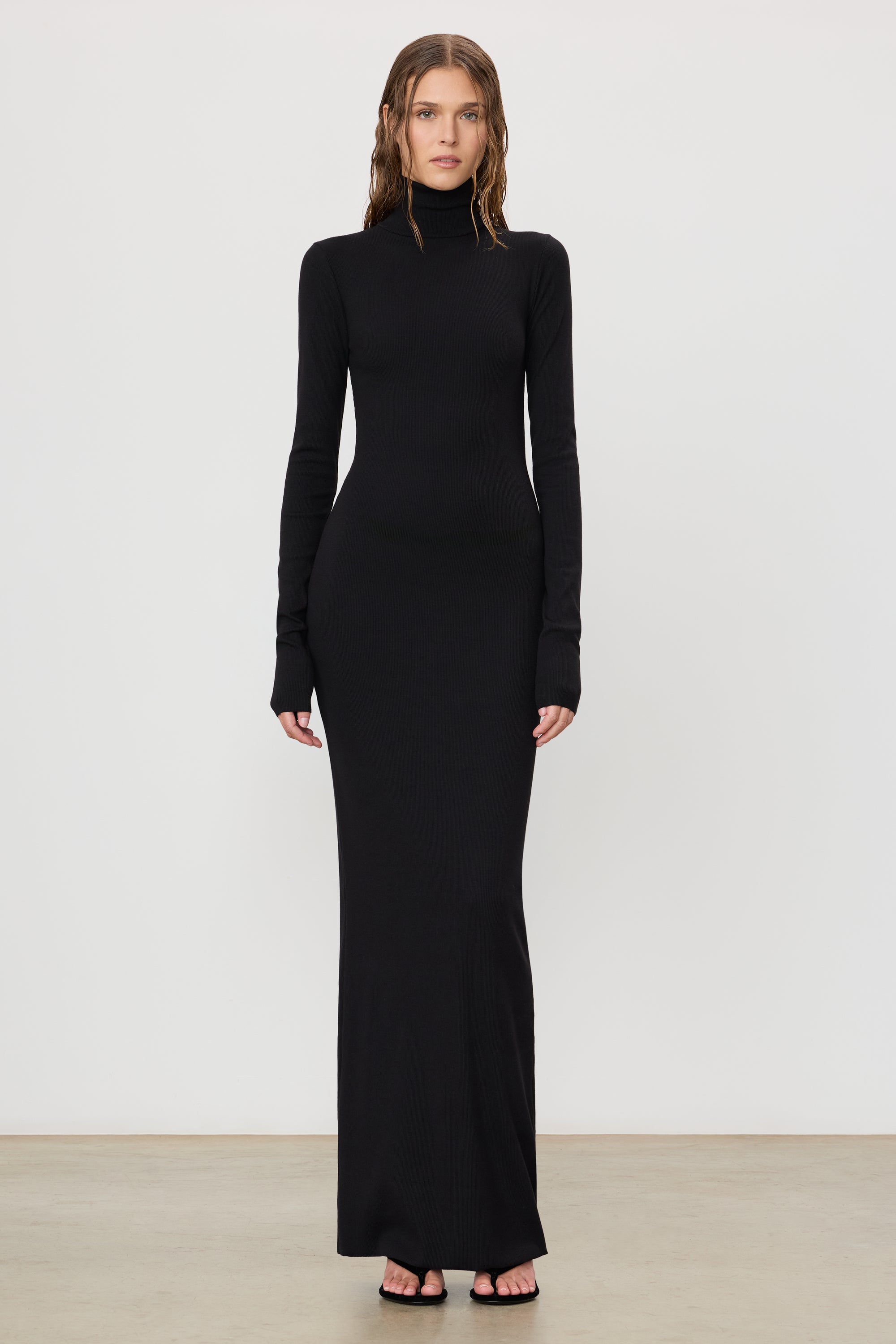 Eterne Long Sleeve Turtleneck Maxi Dress - Black Eterne Long Sleeve Turtleneck Maxi Dress - Black