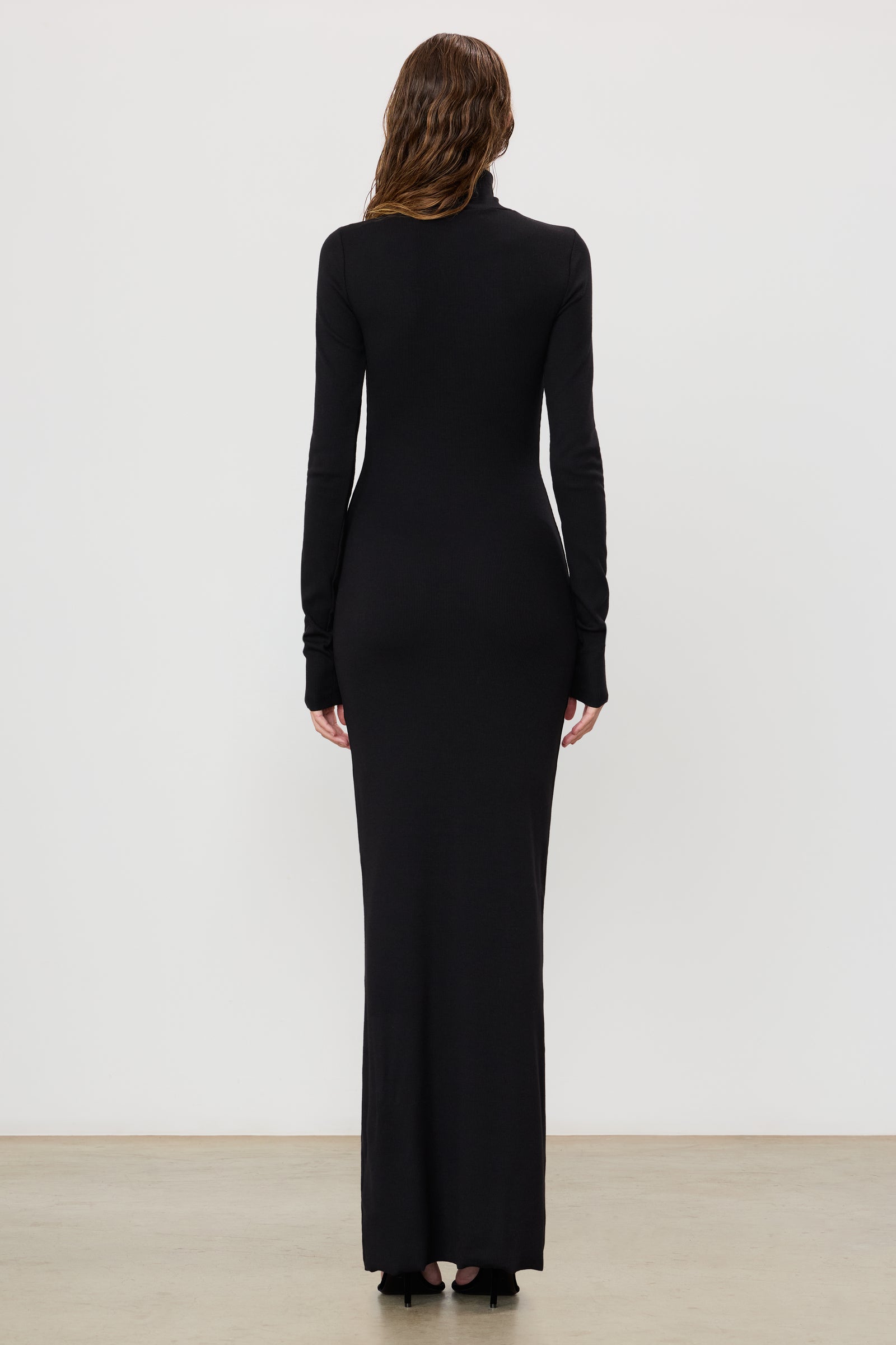 Eterne Long Sleeve Turtleneck Maxi Dress - Black Eterne Long Sleeve Turtleneck Maxi Dress - Black