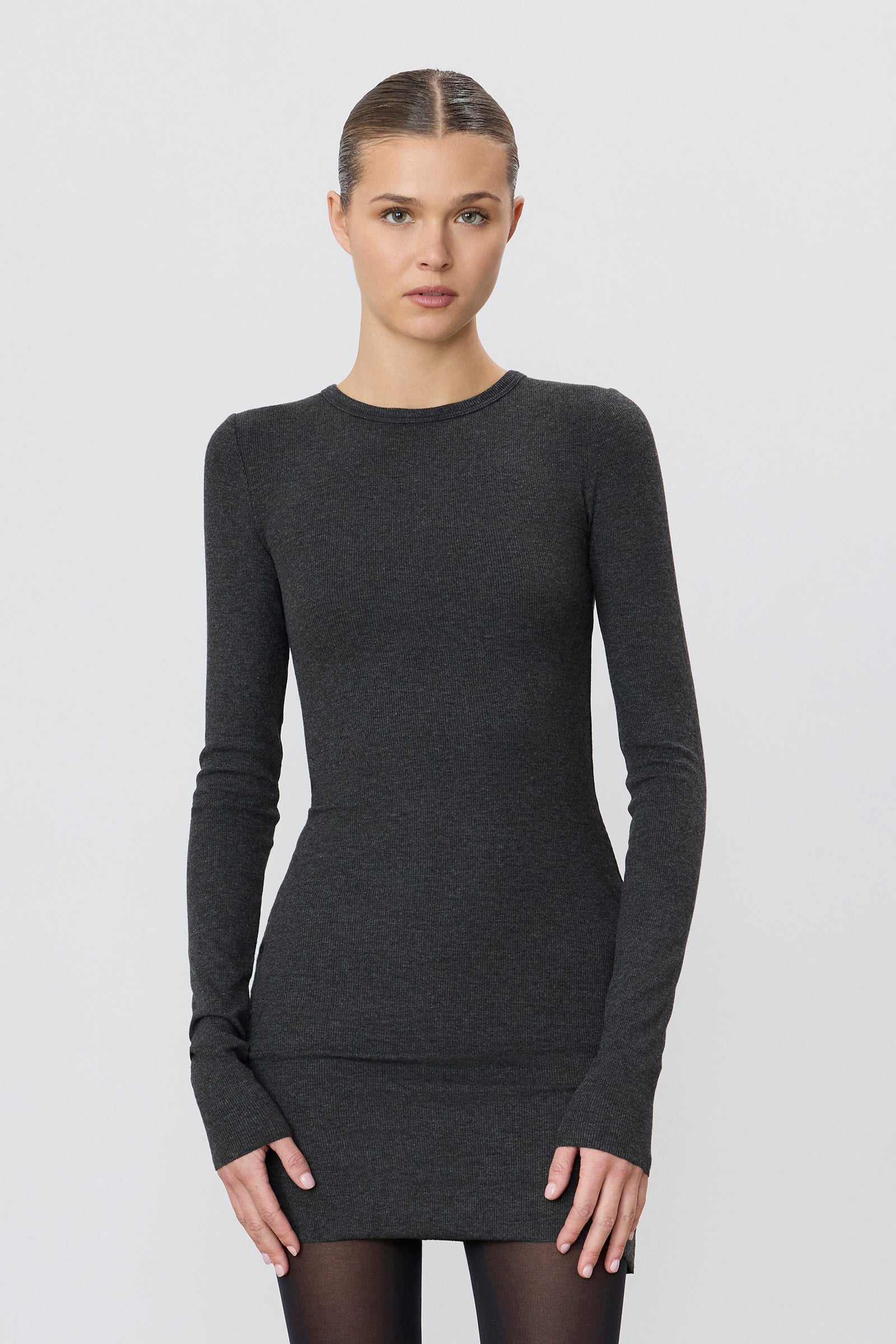 ÉTERNE LONG SLEEVE CREWNECK MINI DRESS