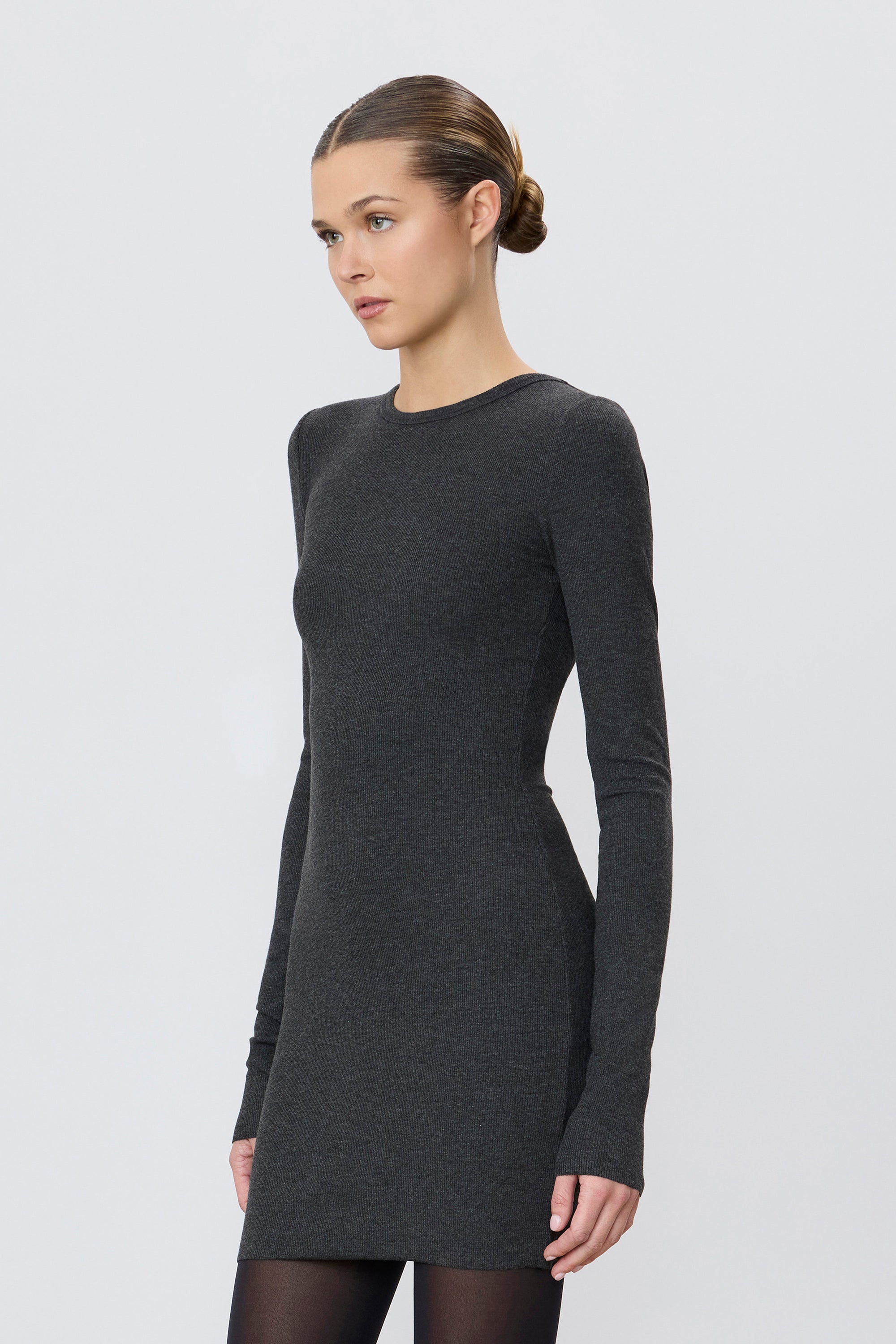ÉTERNE LONG SLEEVE CREWNECK MINI DRESS