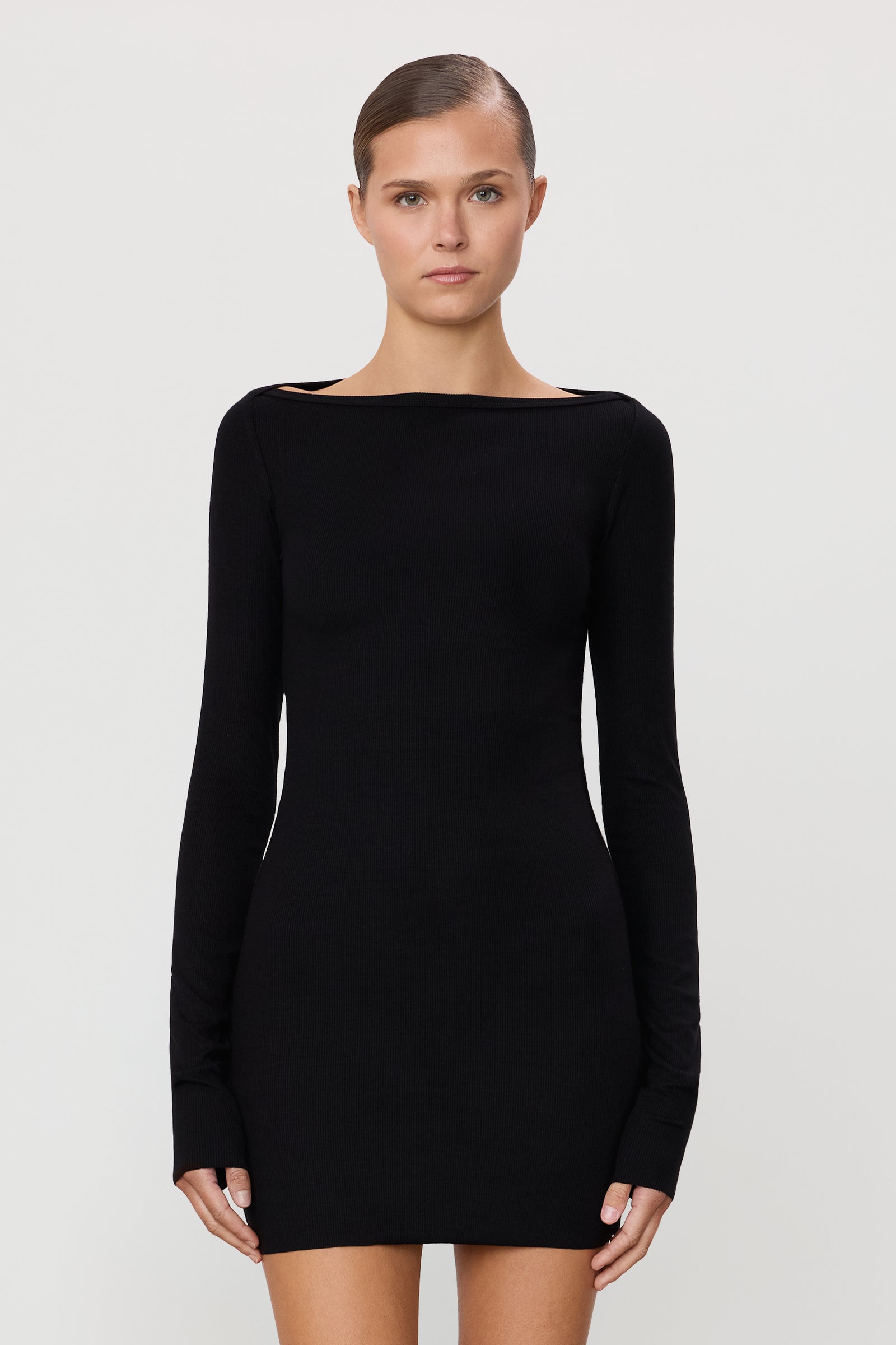 LONG SLEEVE BOATNECK MINI DRESS - ÉTERNE