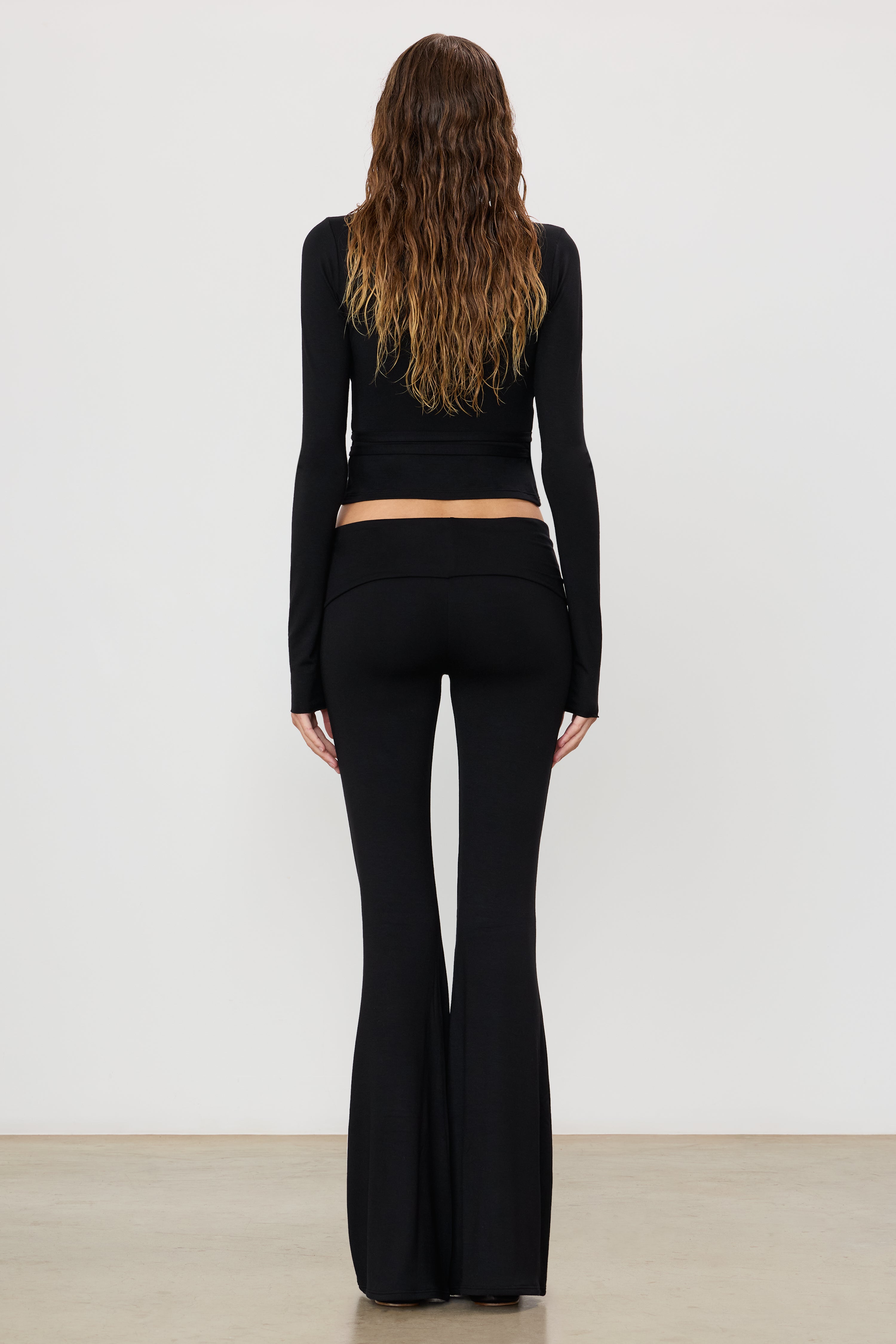 Foldover Flare Pant | Soft Jersey | Black