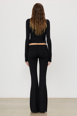 Foldover Flare Pant | Soft Jersey | Black