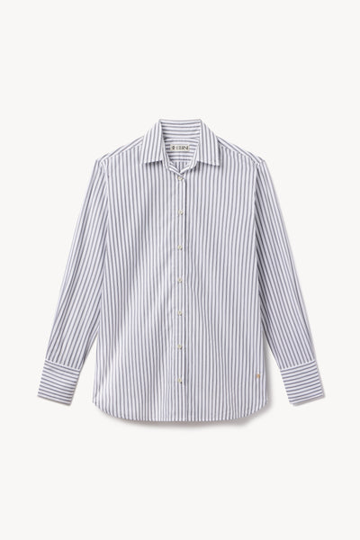 Poplin Oversized Button Down Black/White Stripe