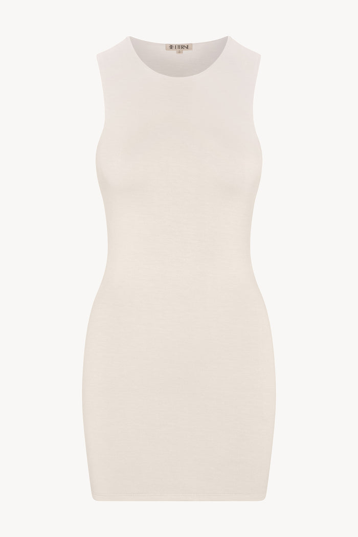 SLEEVELESS CREWNECK MINI DRESS