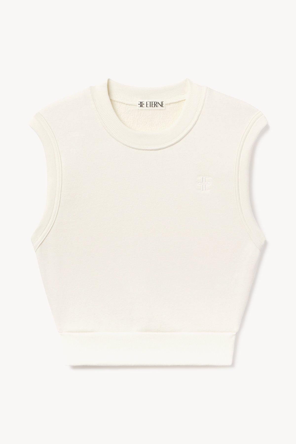 SLEEVELESS CREWNECK TOP CREAM