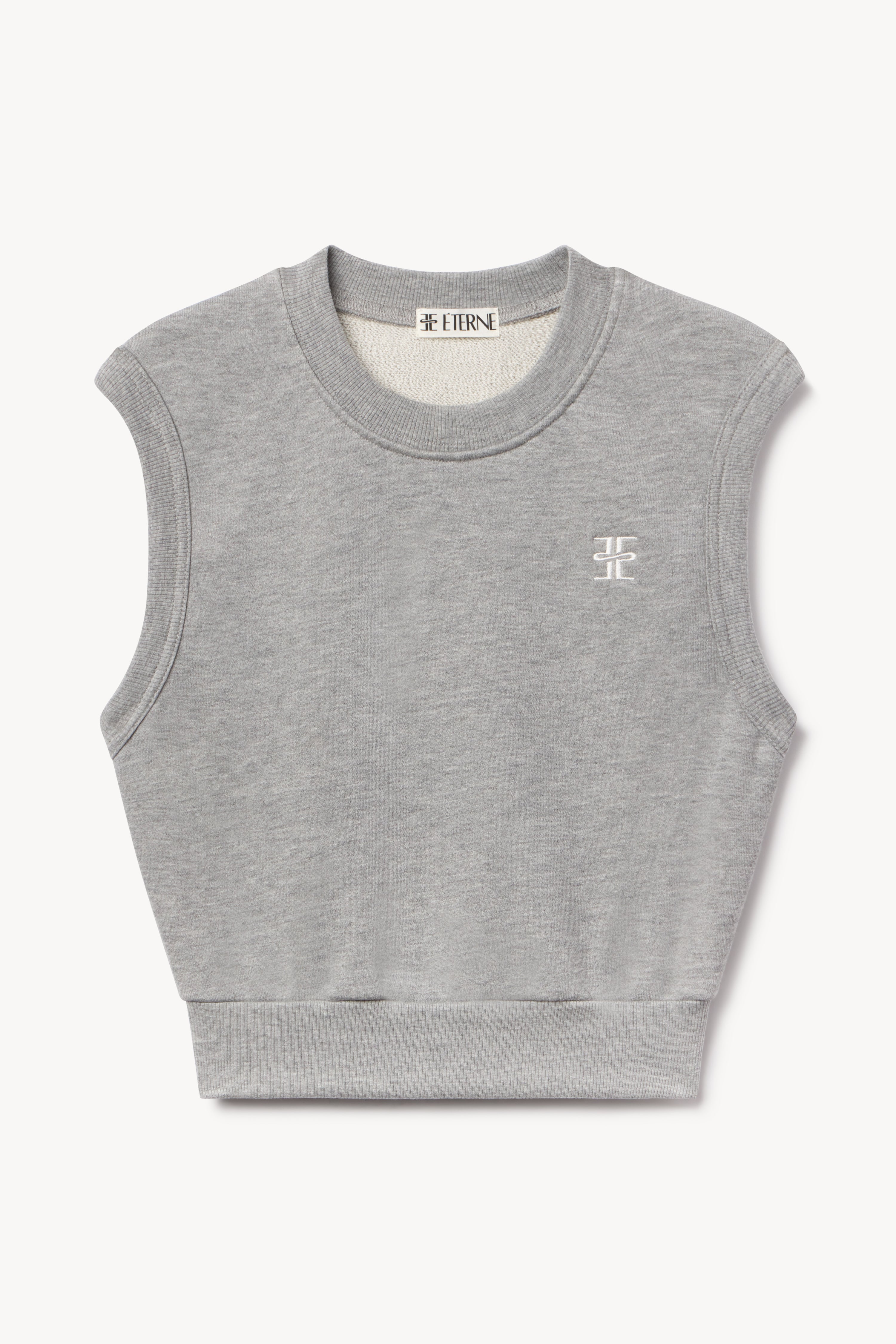 SLEEVELESS CREWNECK TOP HEATHER GREY