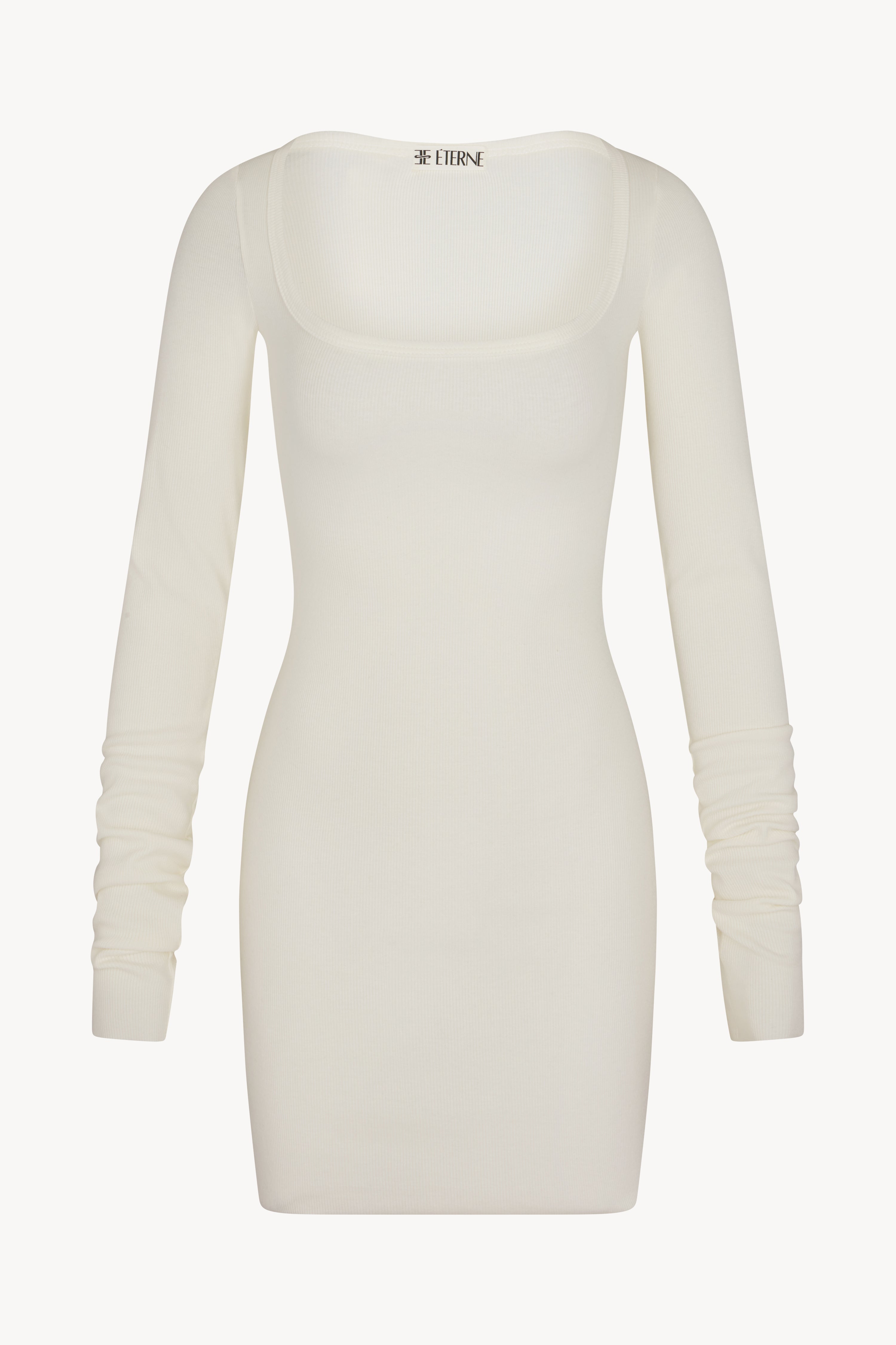 Square Neck Mini Dress Cream