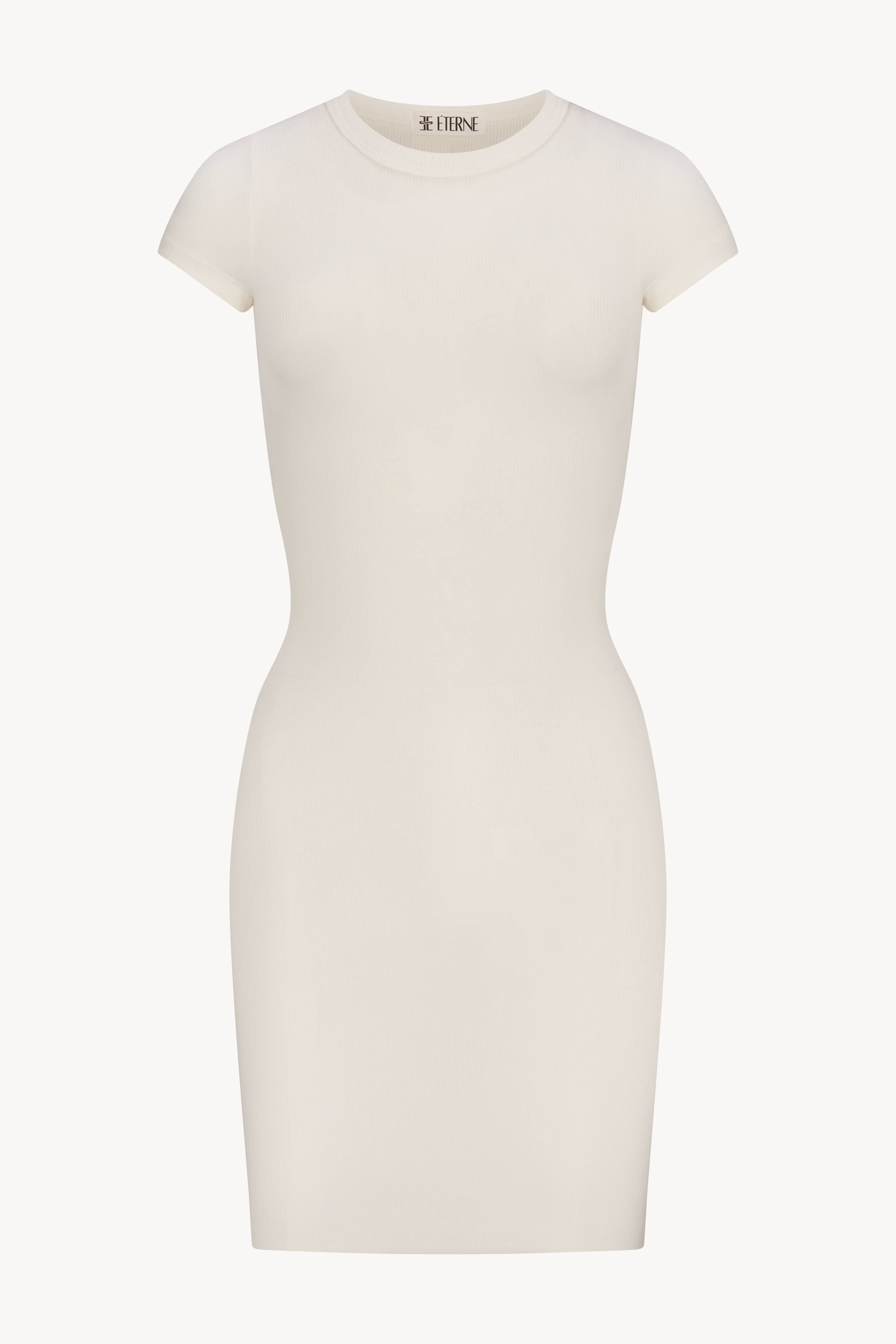 white cap sleeve bodycon dress Eterne Cap Sleeve Mini Dress in Cream