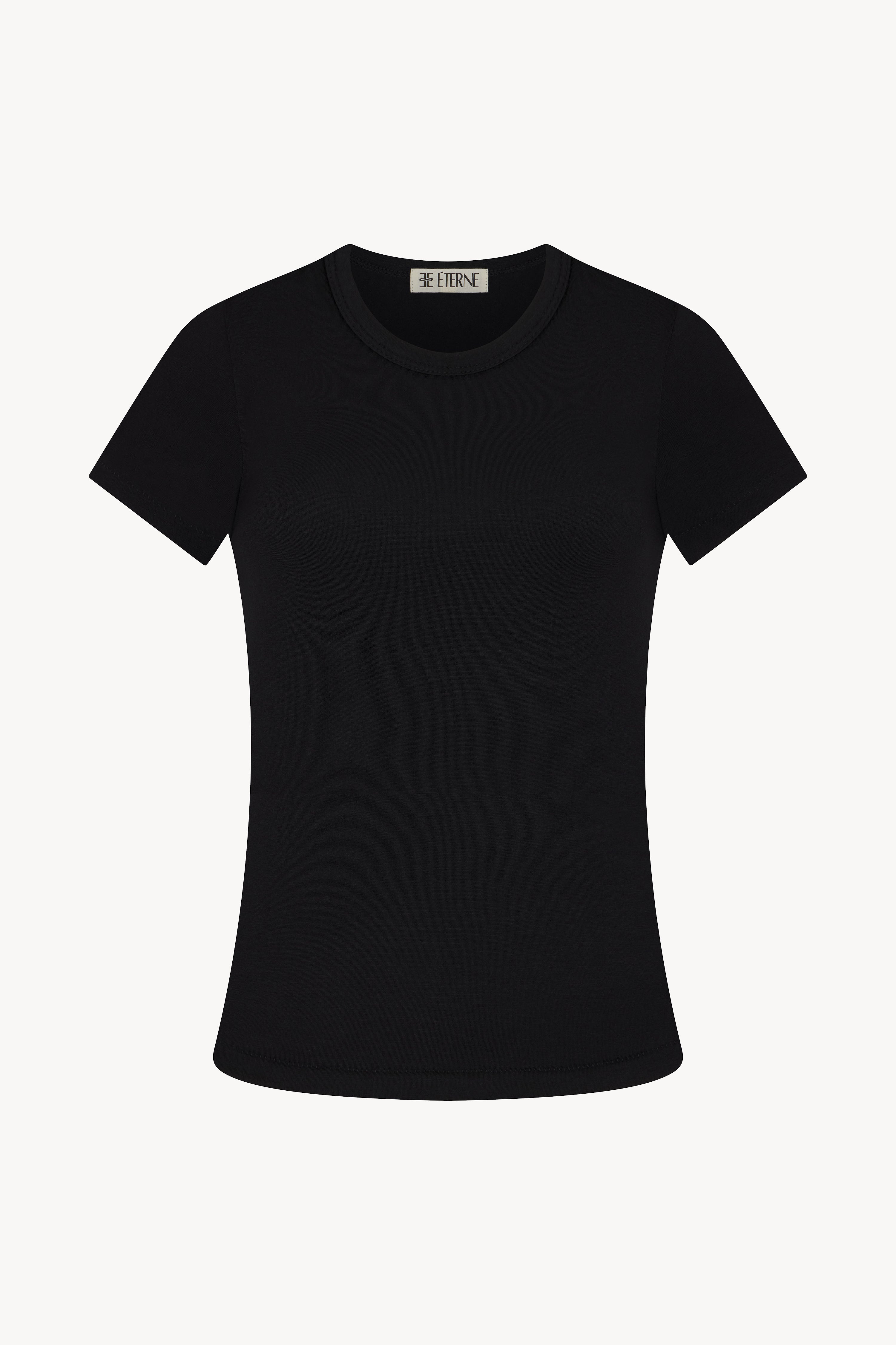 SOFT JERSEY FITTED CREWNECK SHORT SLEEVE T-SHIRT BLACK