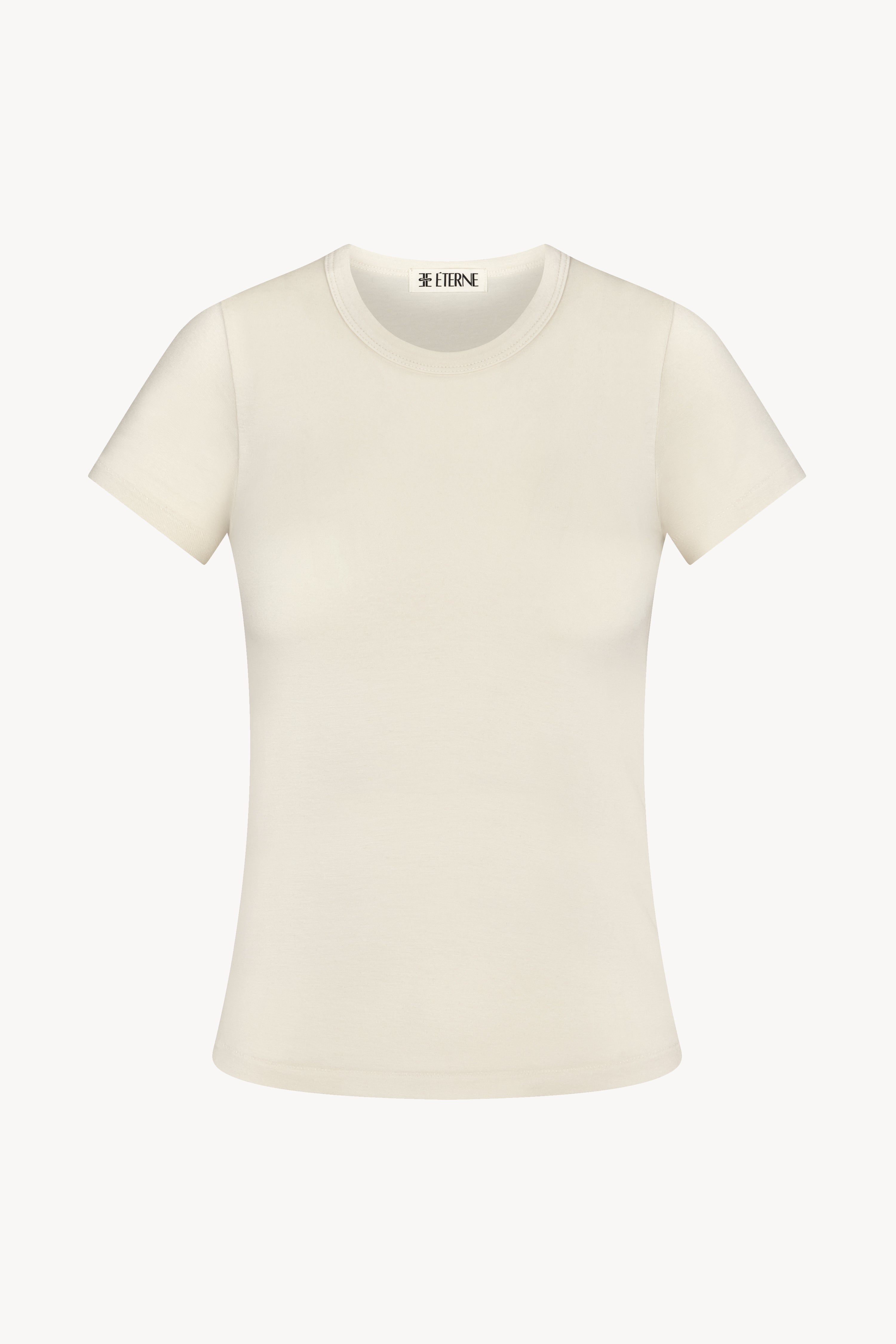 SOFT JERSEY FITTED CREWNECK SHORT SLEEVE T-SHIRT CREAM