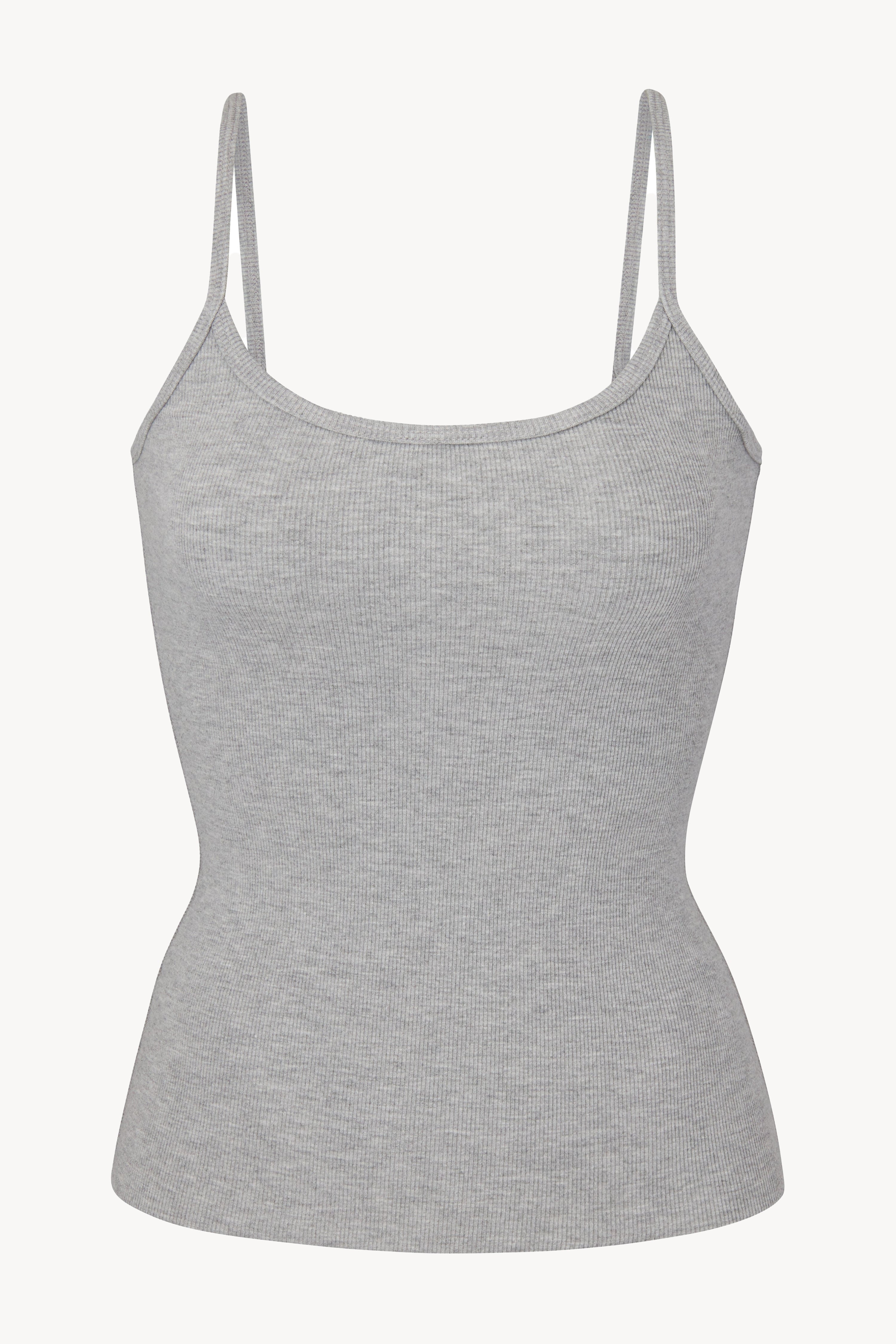 Thin Strap Fitted Tank Heather Grey