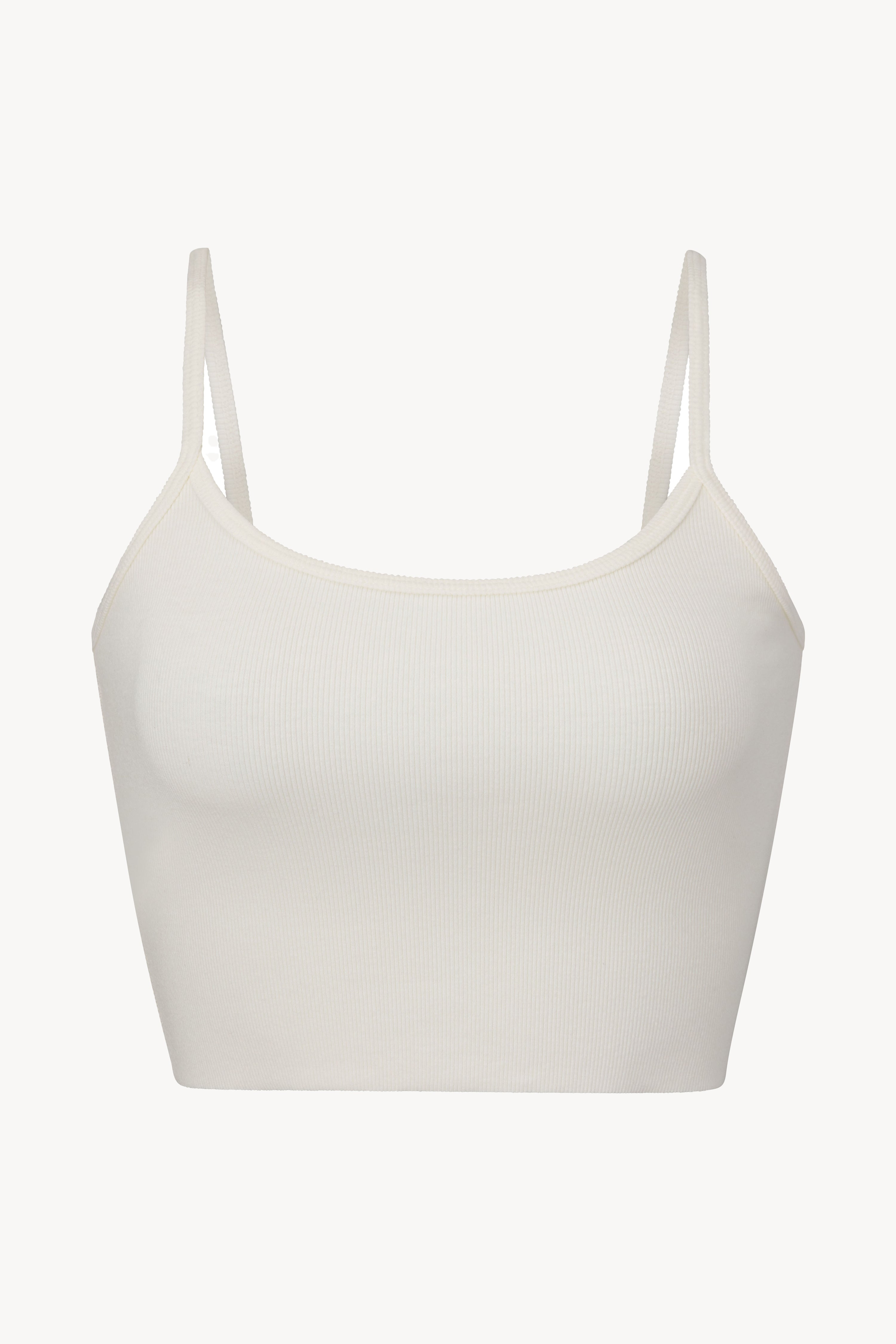 Cropped Thin Strap Fitted Tank Cream