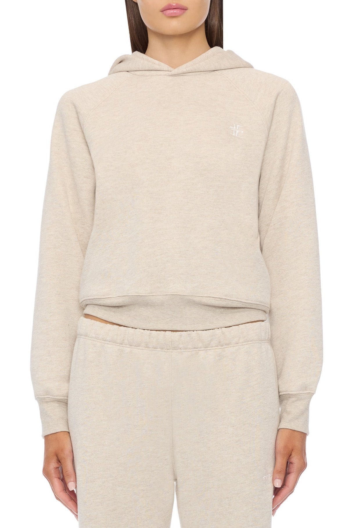 Shrunken Hoodie Sweatshirt Heather Oatmeal