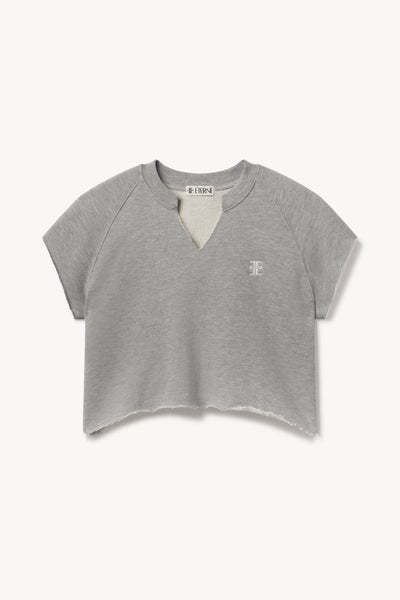 TERRY RAGLAN CUTOFF TOP HEATHER GREY