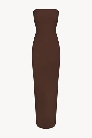 bodycon fitted brown dress tube transparent background EOS SEQUIN TUBE MAXI DRESS