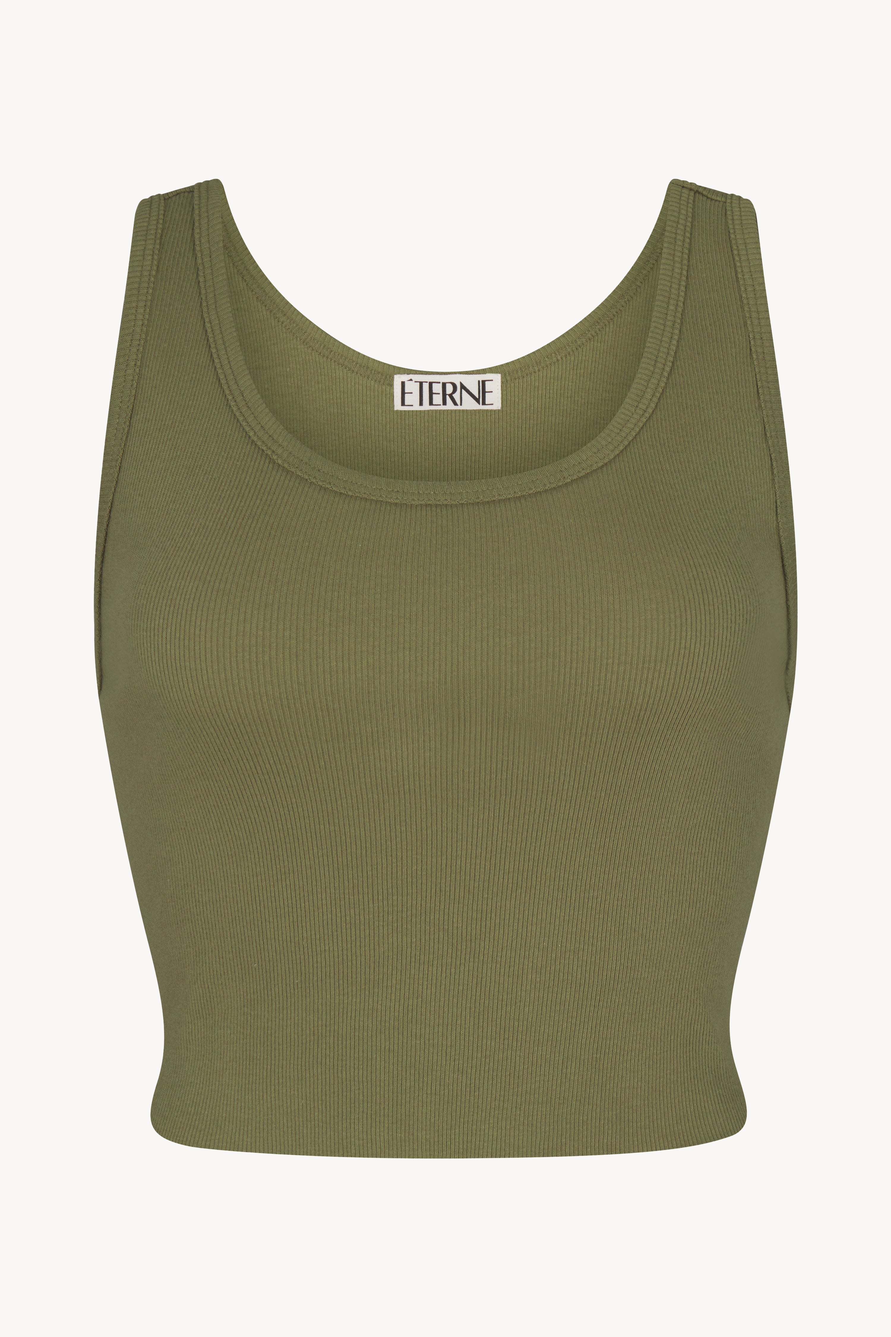 Cropped Scoop Neck Tank Olive