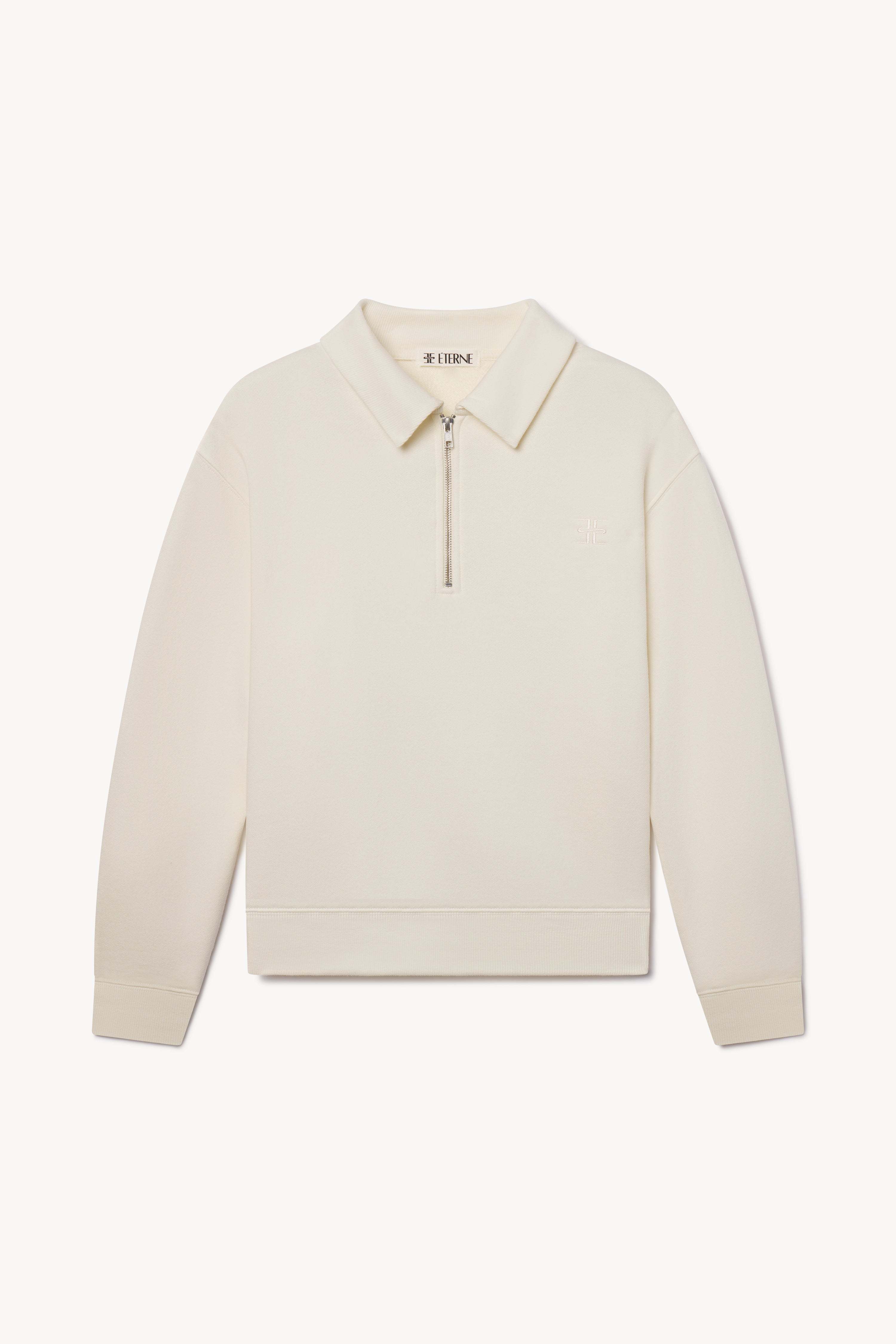 Zip-up Polo Sweatshirt | French Terry | Cream
